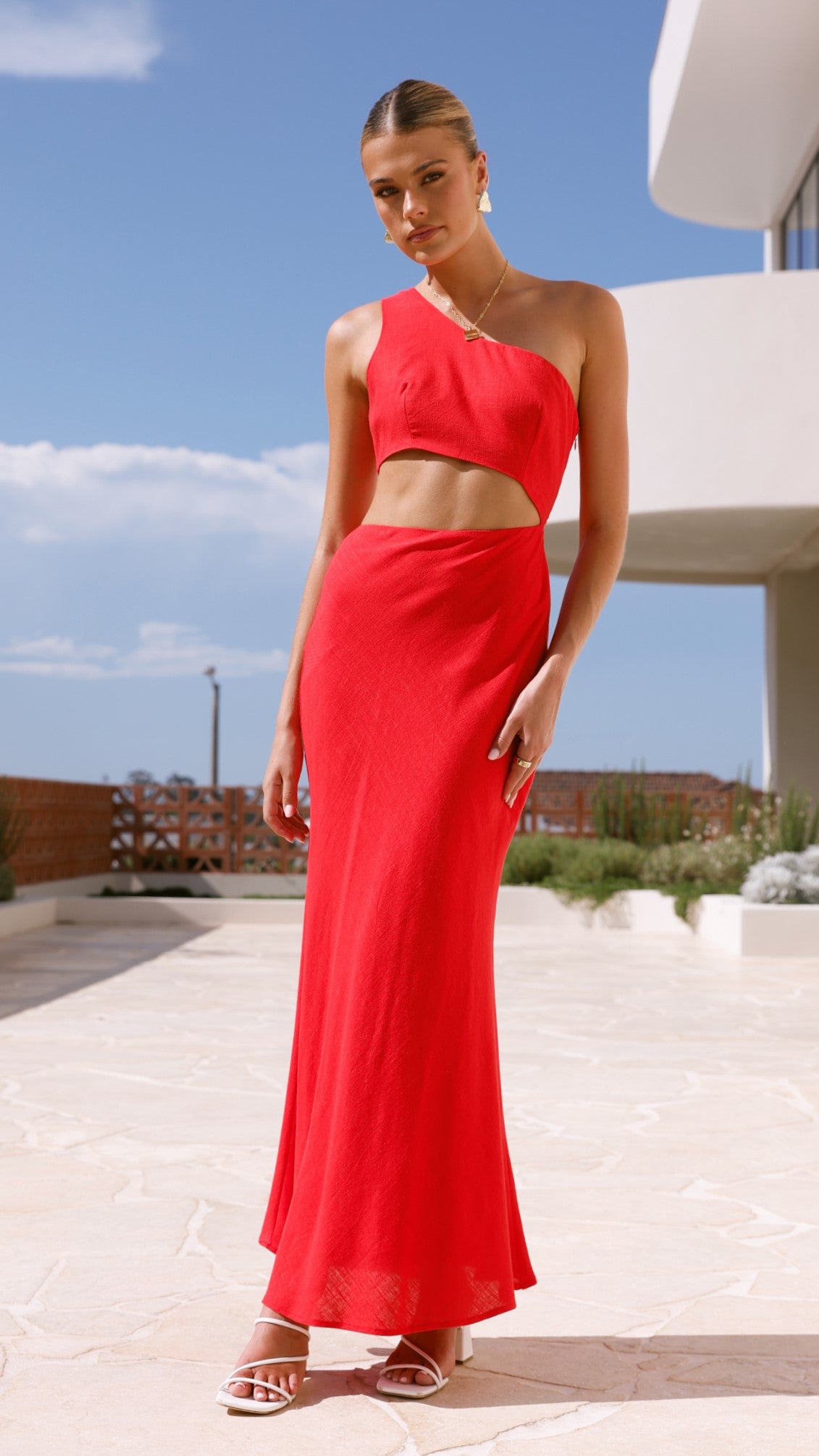 Abia Maxi Dress for Women - Flowy Long Summer Dress in Red | Perfect for Beach, Vacation & Casual Outings