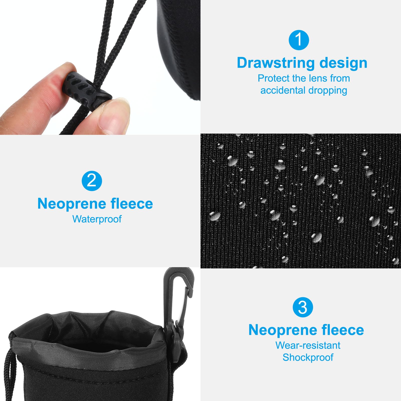 **PATIKIL 3-Pack Neoprene Camera Lens Pouch - 3.3