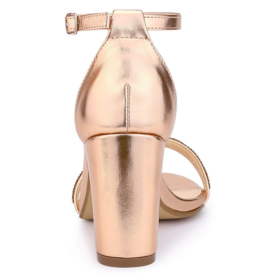 Allegra K Women's Rhinestone Ankle Strap Chunky Heel Sandals - Elegant Party Shoes for Weddings, Prom & Evening Events