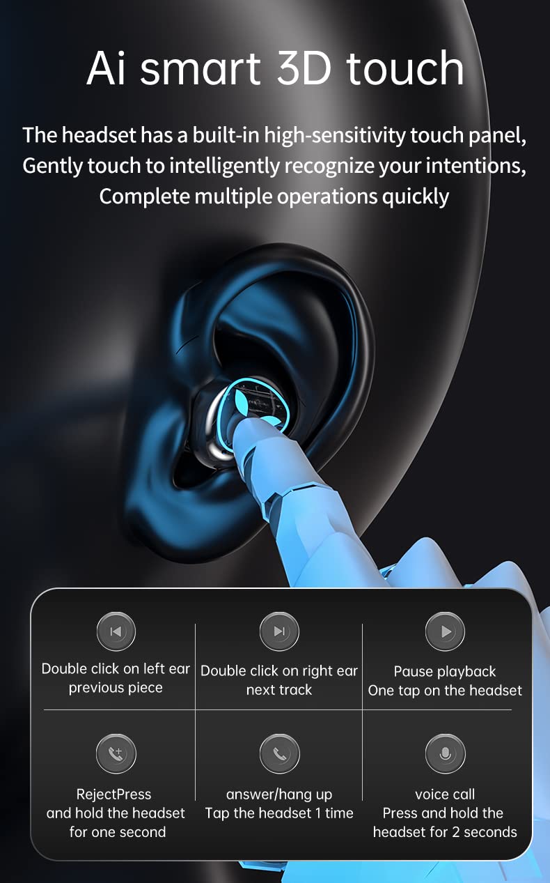 Premium Wireless Earbuds Bluetooth 5.3 with Noise Cancelling - True Wireless In-Ear Headphones with Touch Control & Built-in Mic - HD Sound & Deep Bass for Sports, Workouts, Running & Gym (Black)