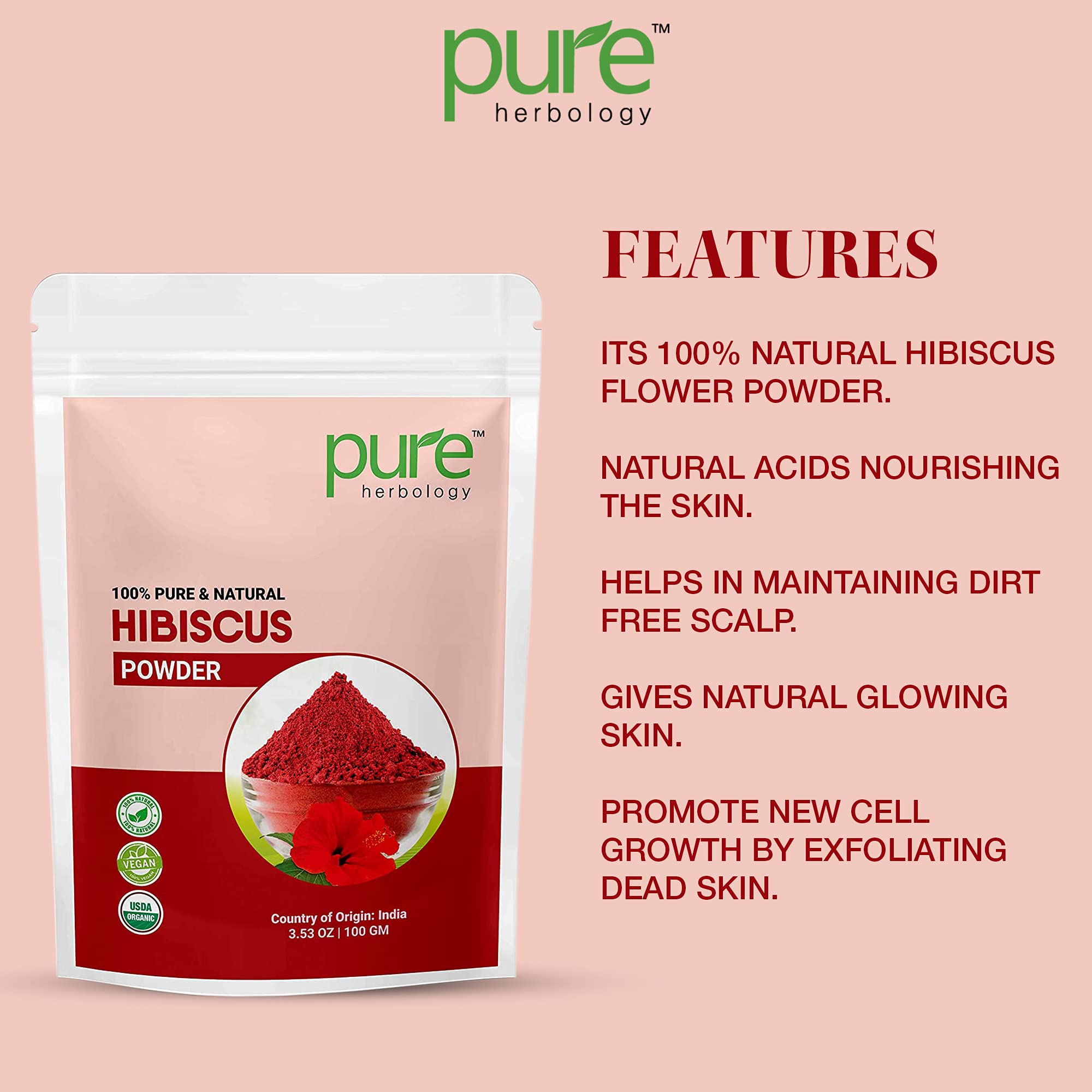 Pure & Natural Hibiscus Flower Powder for Skin & Hair Care - 200g | Organic Face Mask, Hair Growth Treatment | DIY Beauty Recipes for Glowing Skin & Stronger Hair