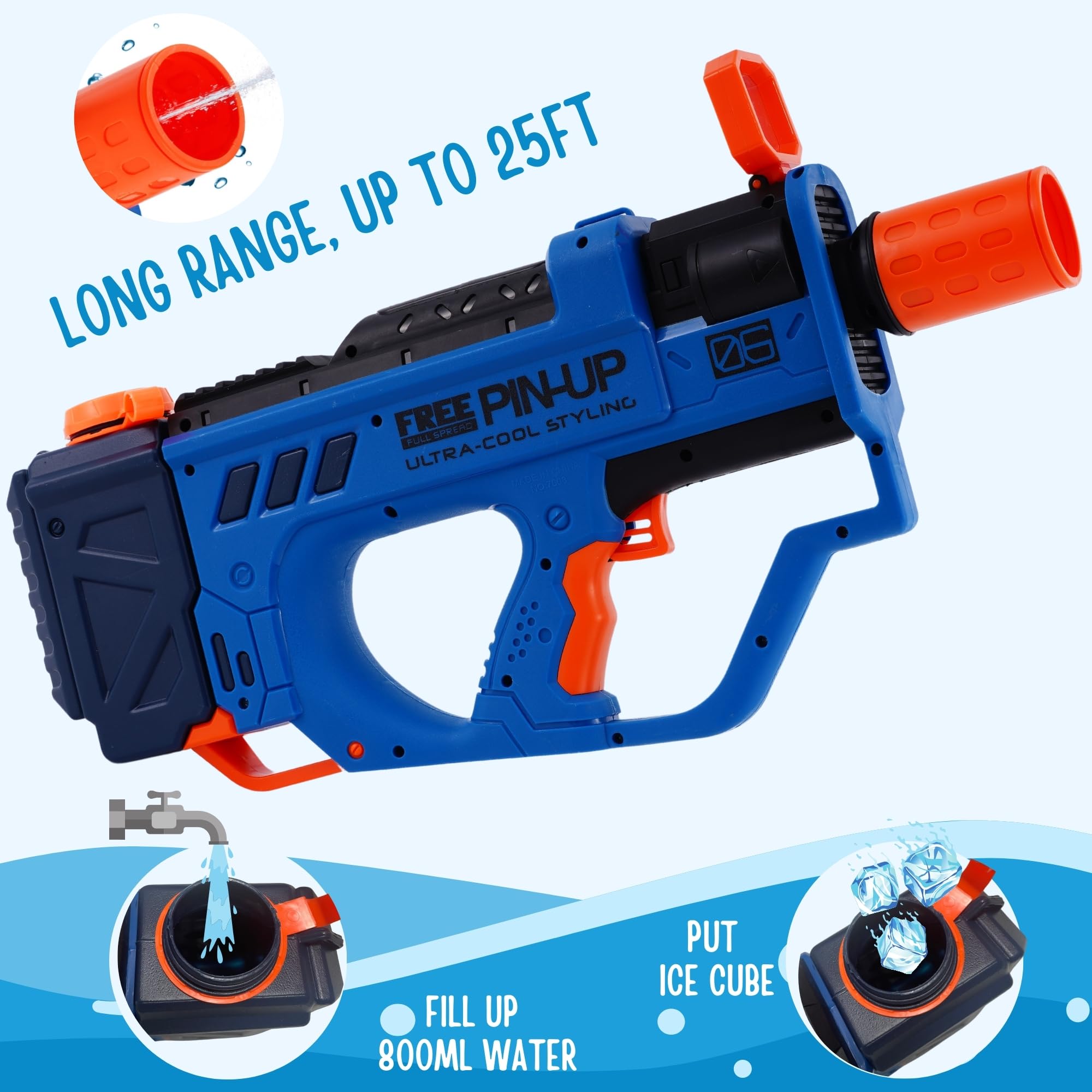Electric Water Gun for Kids - Rechargeable Hydro Blaster with LED Lights, Outdoor Pool Toys for Boys & Girls, Summer Water Battle Games, Perfect Birthday Gift for Children (Use in Backyard, Beach, Pool Parties)