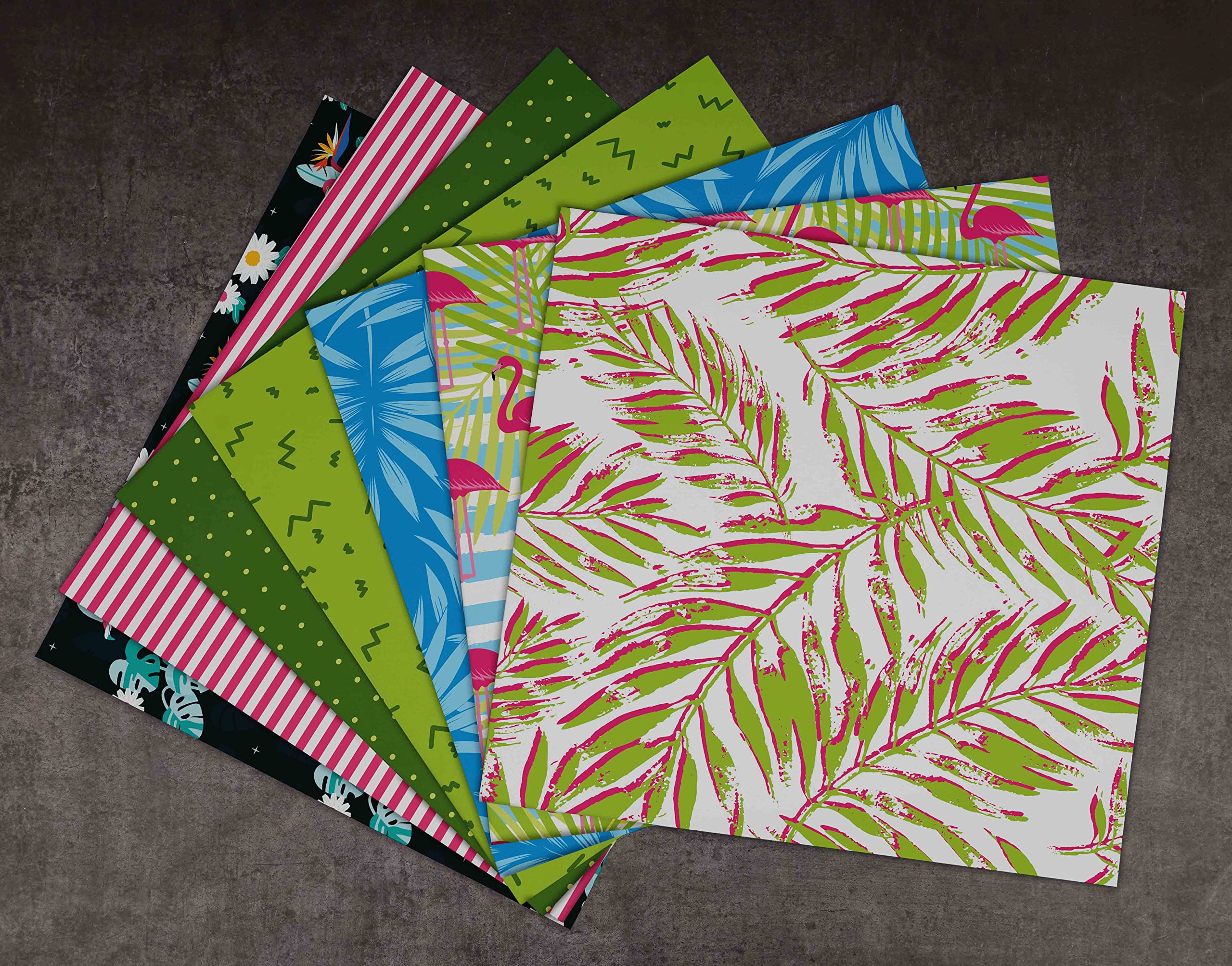 25 Sheets Tropical Texture Scrapbook Paper Pad 12x12 - Vibrant Single-Sided Cardstock for DIY Scrapbooking, Card Making & Journal Crafting - Perfect for Backgrounds, Invitations, Photo Albums & Home Decor