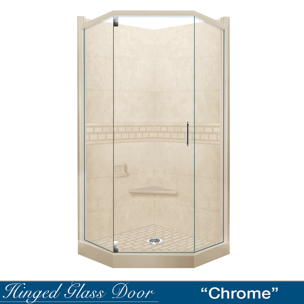 Neo Angle Desert Sand Sistine Stone & Subway Tile DIY Shower Remodel Kit - Easy Bathroom Upgrade for Modern Home Renovation