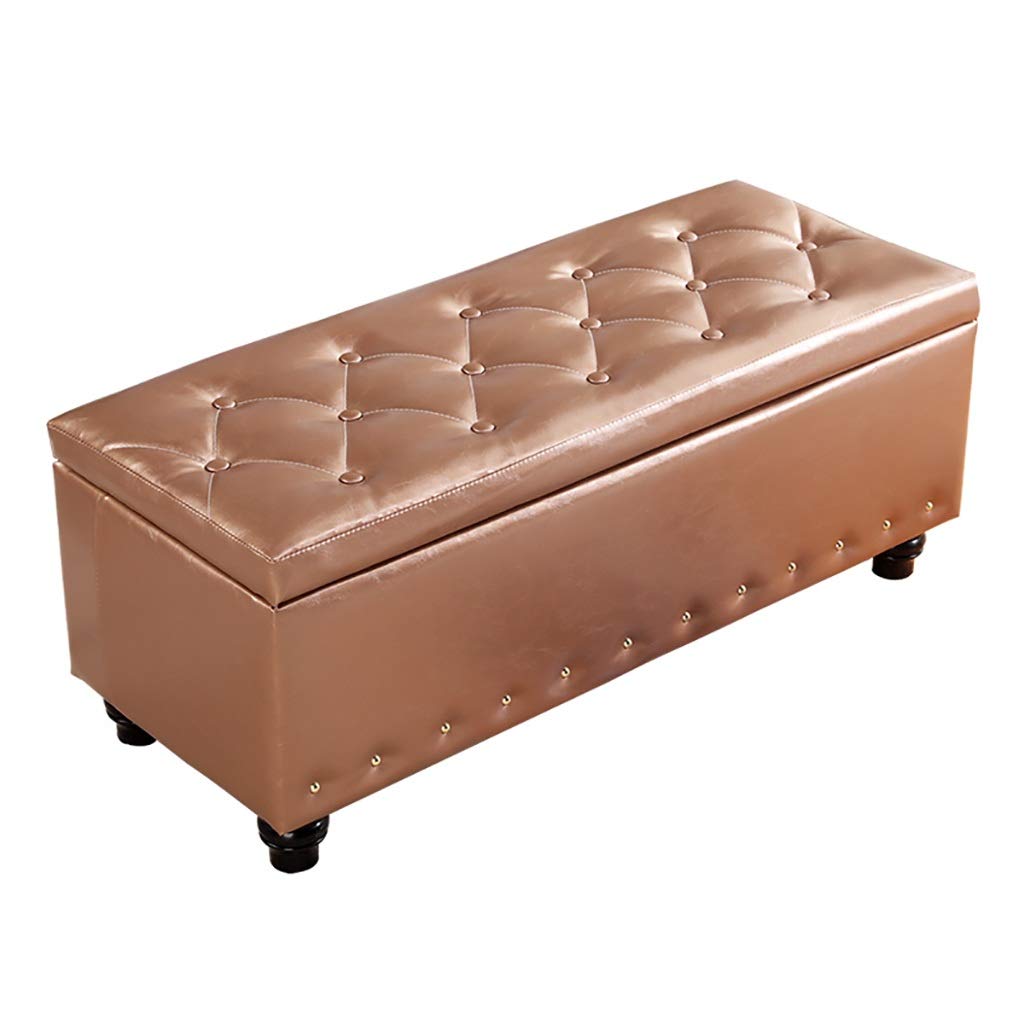 Gold Shoe Bench with Storage - 100x40x40cm Entryway Stool for Shoes & Clothing - Perfect for Bedroom, Living Room, and Store Display (HDHXDS Change Shoe Bench Sofa Stool)
