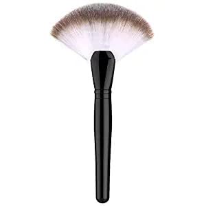 **Wagela Professional Fan Makeup Brush for Highlighting, Blush & Bronzer – Soft & Dense Cheekbone Brush for Powder & Foundation – Perfect for Contouring & Everyday Makeup – Black**