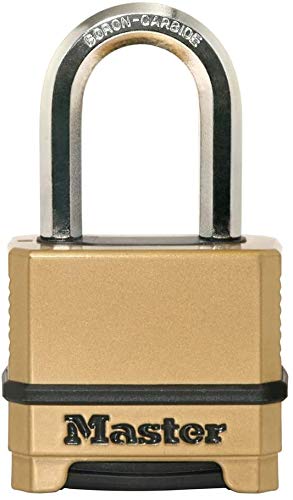 Master Lock M175XDLF Heavy Duty Outdoor Combination Lock - 1.5 Inch Shackle, Weatherproof Brass Finish (2021 Version) - Ideal for Gates, Storage Units & Shed Security