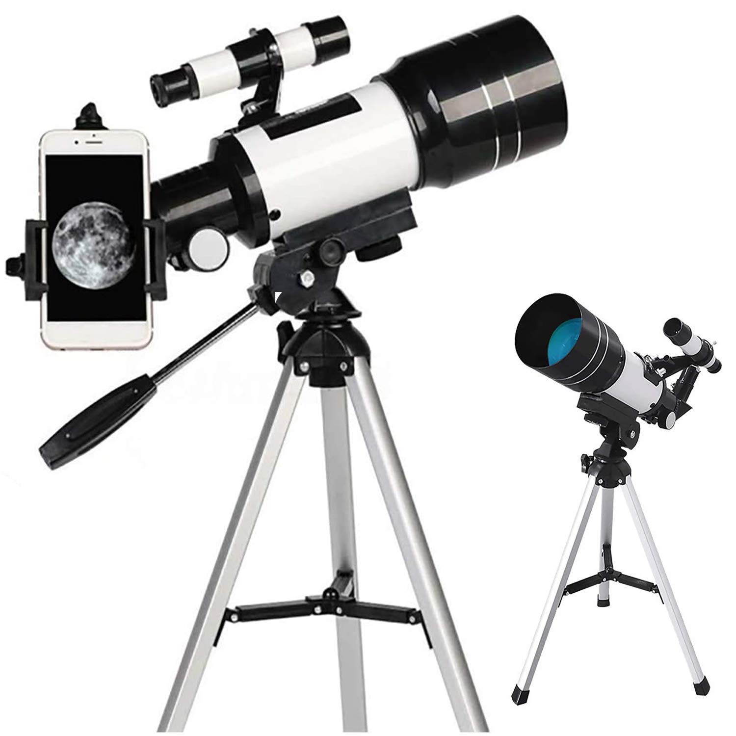 70mm Aperture 300mm Refractor Telescope for Astronomy - Portable Telescope for Kids, Adults & Beginners with Adjustable Tripod & Phone Adapter - Perfect for Stargazing, Moon Observation & Astrophotography