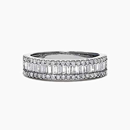 925 Sterling Silver Shiny Full Diamond Ring Cubic Zirconia Half Rings CZ Diamond Multi Row Eternity Band - Elegant Engagement & Wedding Ring for Women (Size 8) | Perfect for Anniversaries, Proposals & Special Occasions