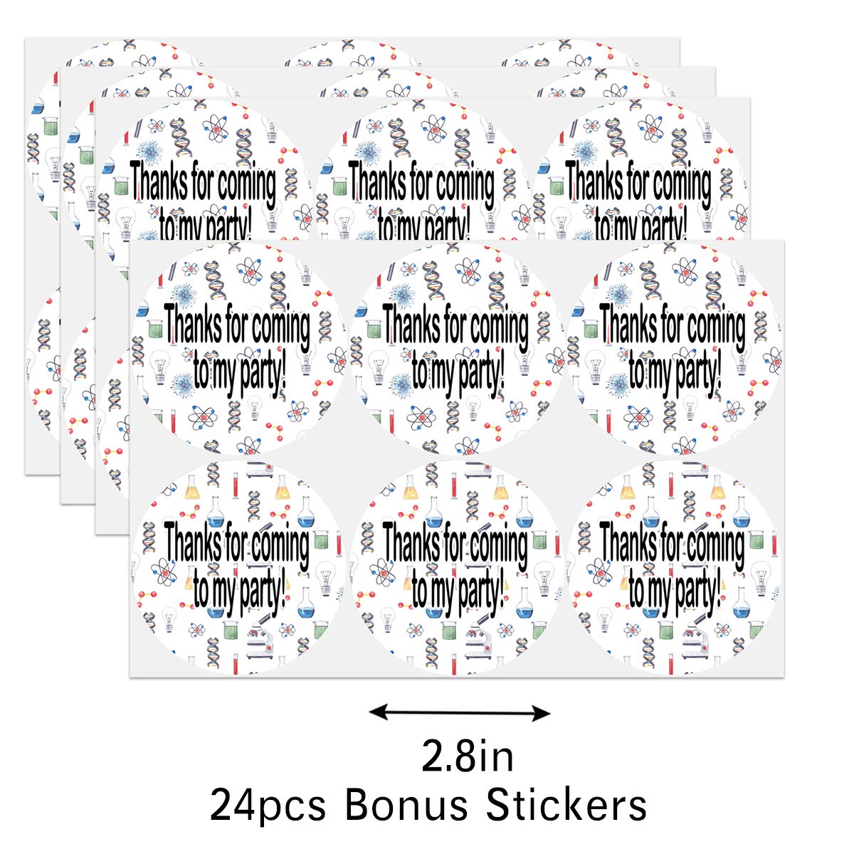 Science Party Favors Candy Bags with Stickers - Science Themed Goodie Gift Treat Bags for Kids Birthday Party Supplies - Perfect for Classroom Rewards, Science Fair Prizes & STEM Celebration Events