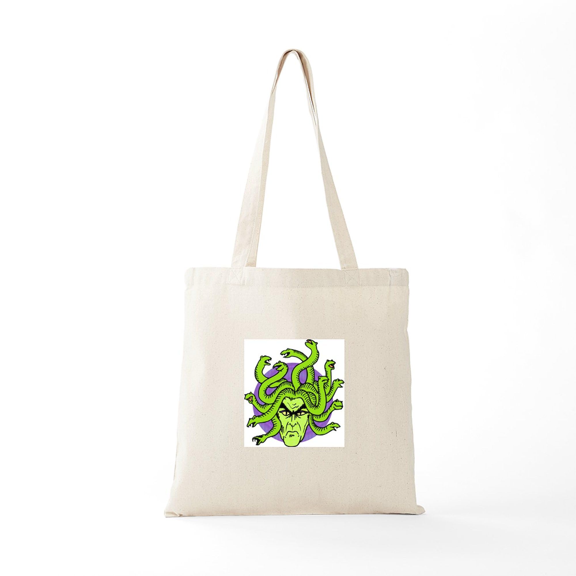 Gorgon Gothic Medusa Tote Bag - Natural Canvas Reusable Shopping Bag for Women | Eco-Friendly Grocery Tote, Beach Bag & Book Tote