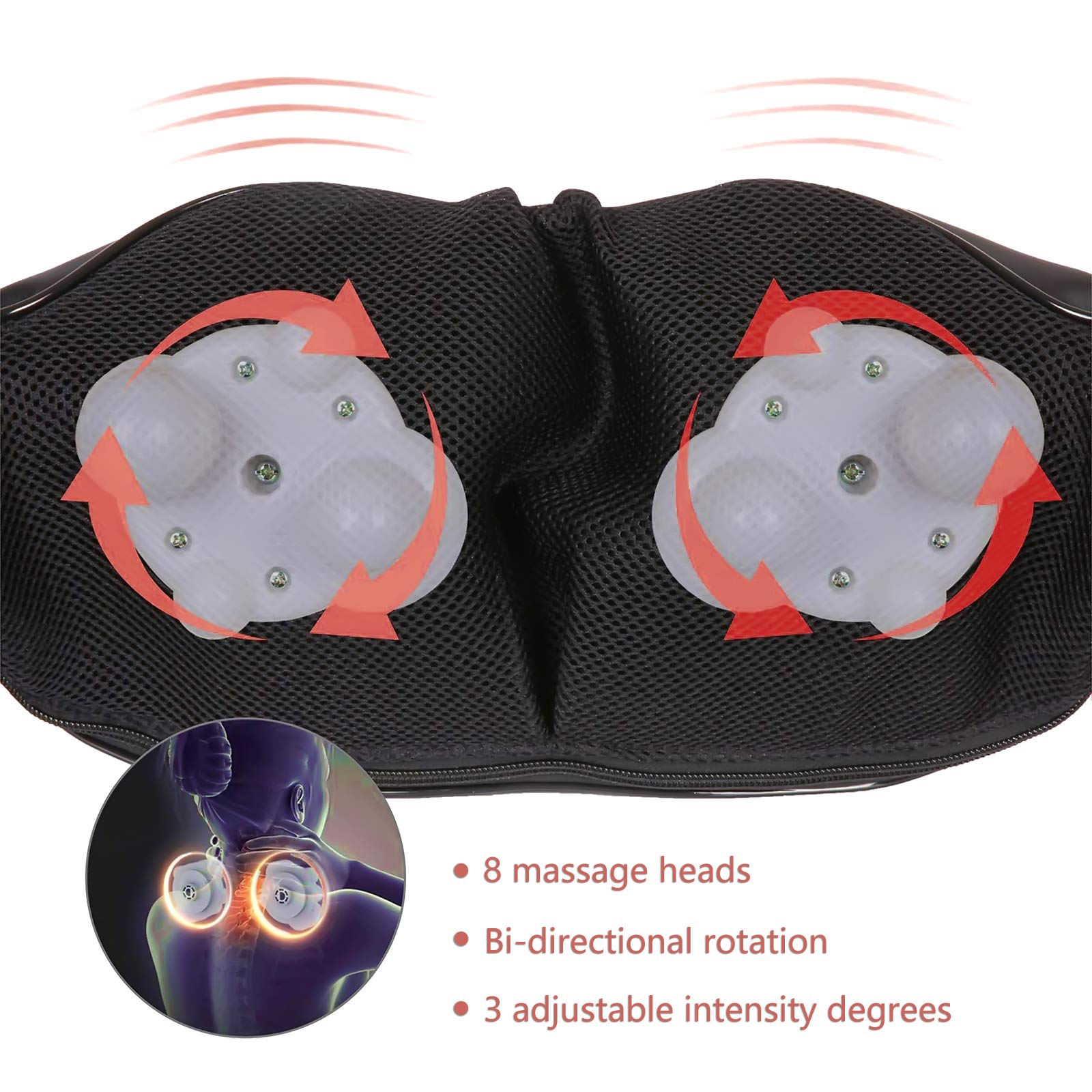 Display4top Electric Back Neck Shoulder Massager with Heat & Speed Control - Deep Tissue Massage for Pain Relief, Heated Rollers for Muscle Relaxation - Perfect for Home, Office & Car Use (Black & Grey)