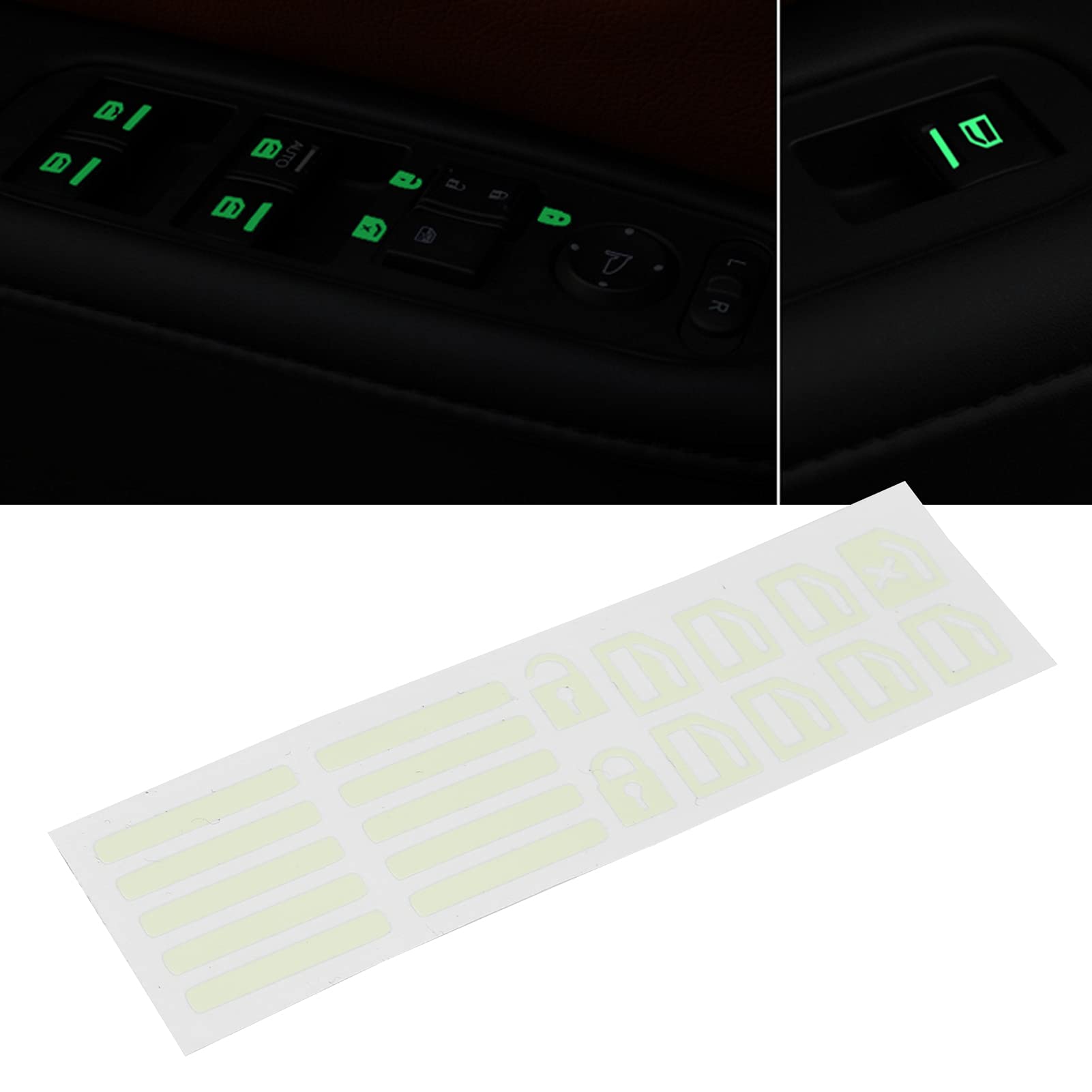 Glow in the Dark Car Window Switch Stickers - Universal Fluorescent Green Door Lock & Button Decals for Enhanced Night Visibility - Perfect for Night Driving, Car Interior Customization, and Safe Vehicle Operation