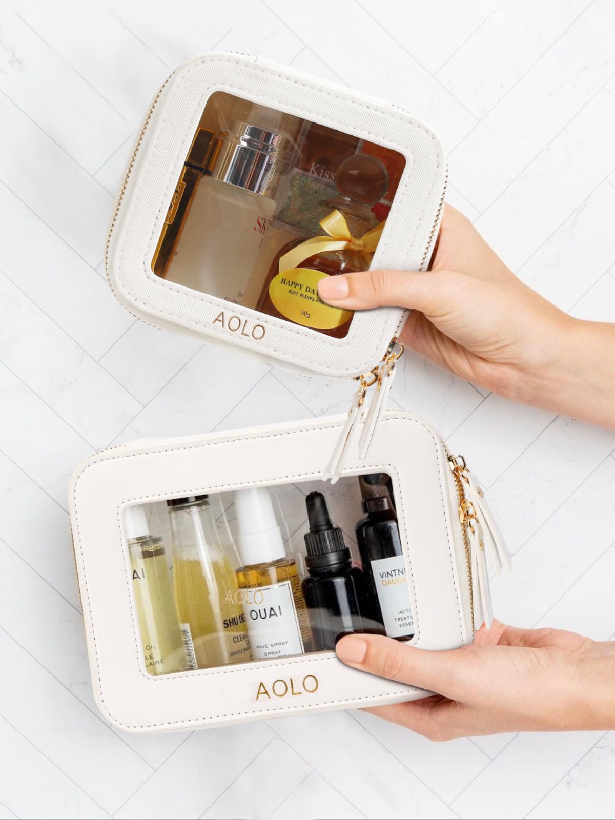 AOLO Clear Travel Makeup Bag - TSA Approved Cosmetic Organizer for Women | Perfect for Carry-on & Daily Use
