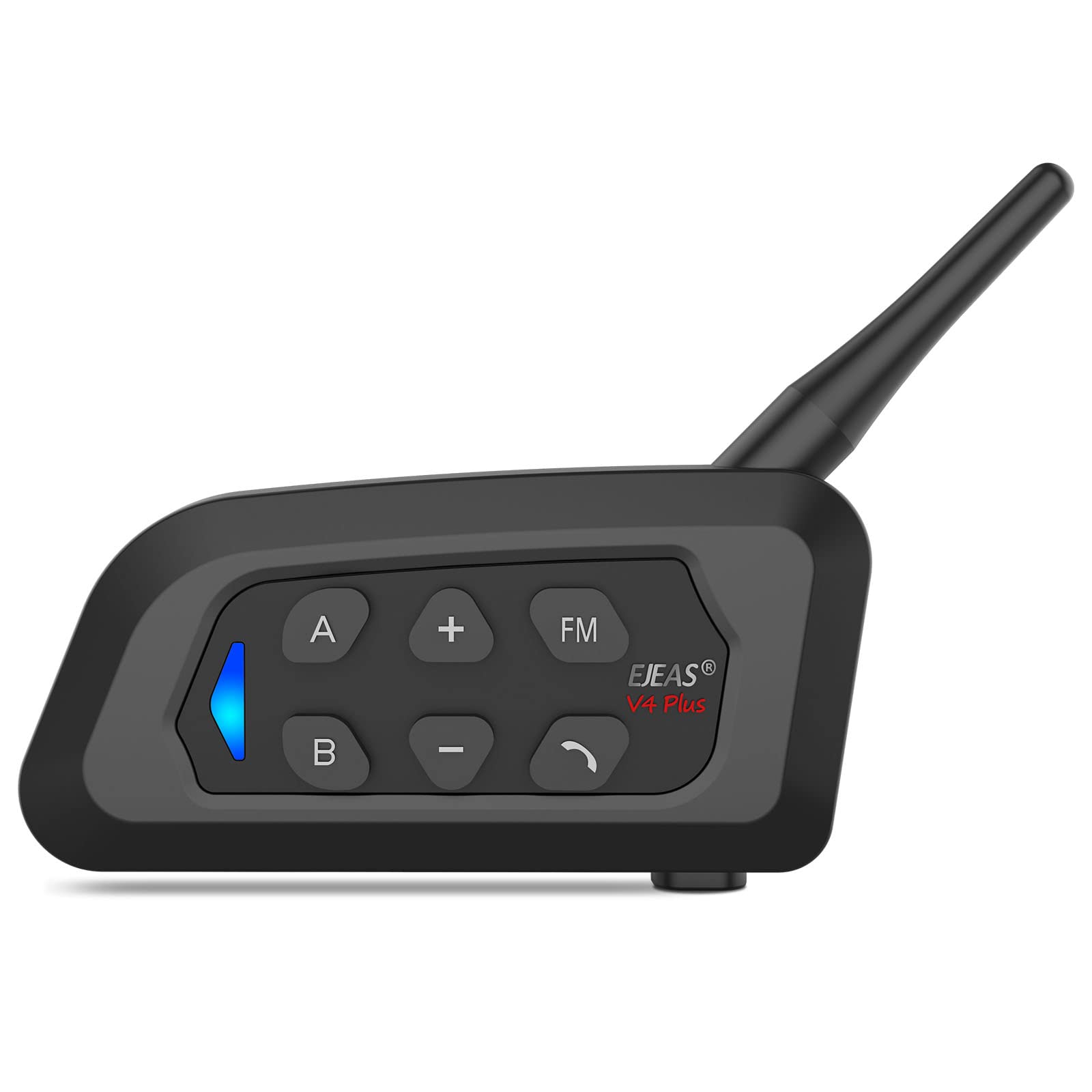 EJEAS V4 Plus Motorcycle Bluetooth Intercom Headset - 4 Person Full Duplex Communication, Bluetooth 5.1 with FM Radio & CVC Noise Cancellation, Crystal Clear Audio for Group Riding - Perfect for Motorcycle Tours, Commuting and Adventure Riding (1 Pack)