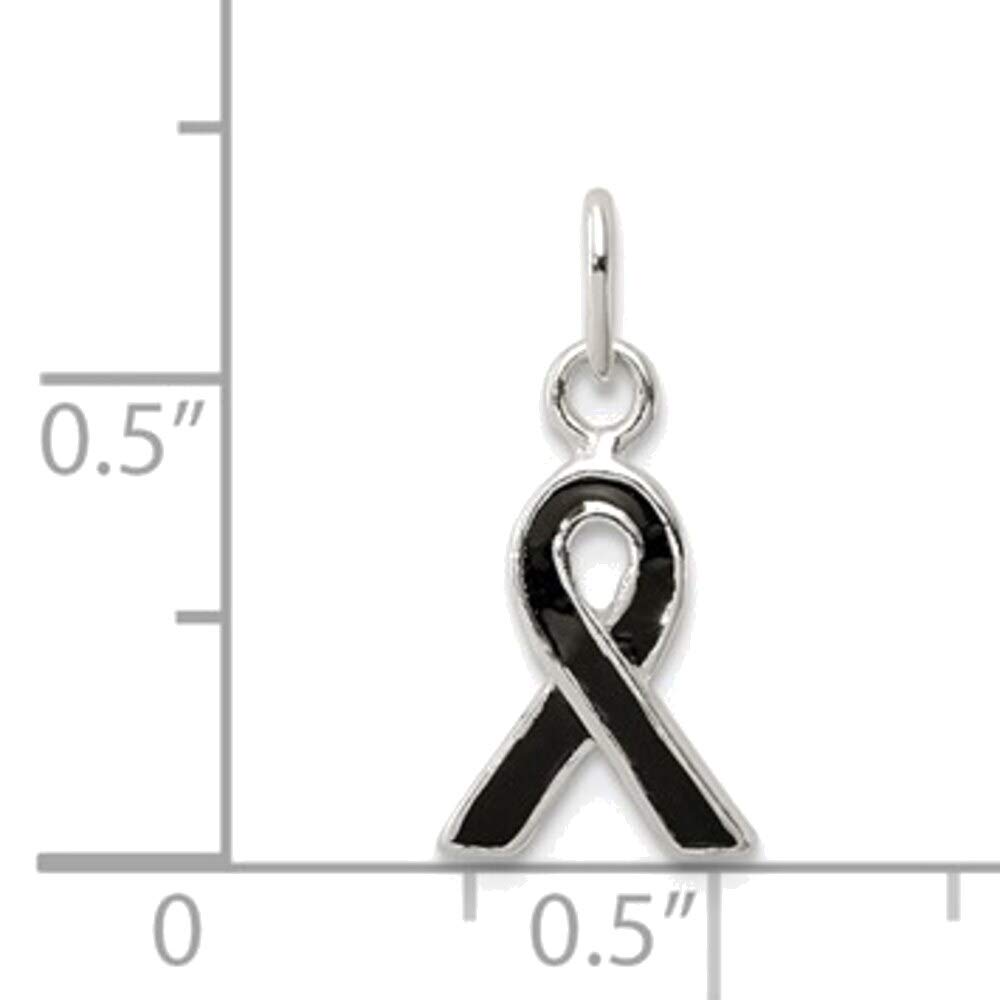 Bonyak Sterling Silver Black Enamel Awareness Charm Bracelet - Ribbon Symbol for Cancer Support & Disease Awareness - Perfect for Fundraisers, Gifts & Everyday Wear