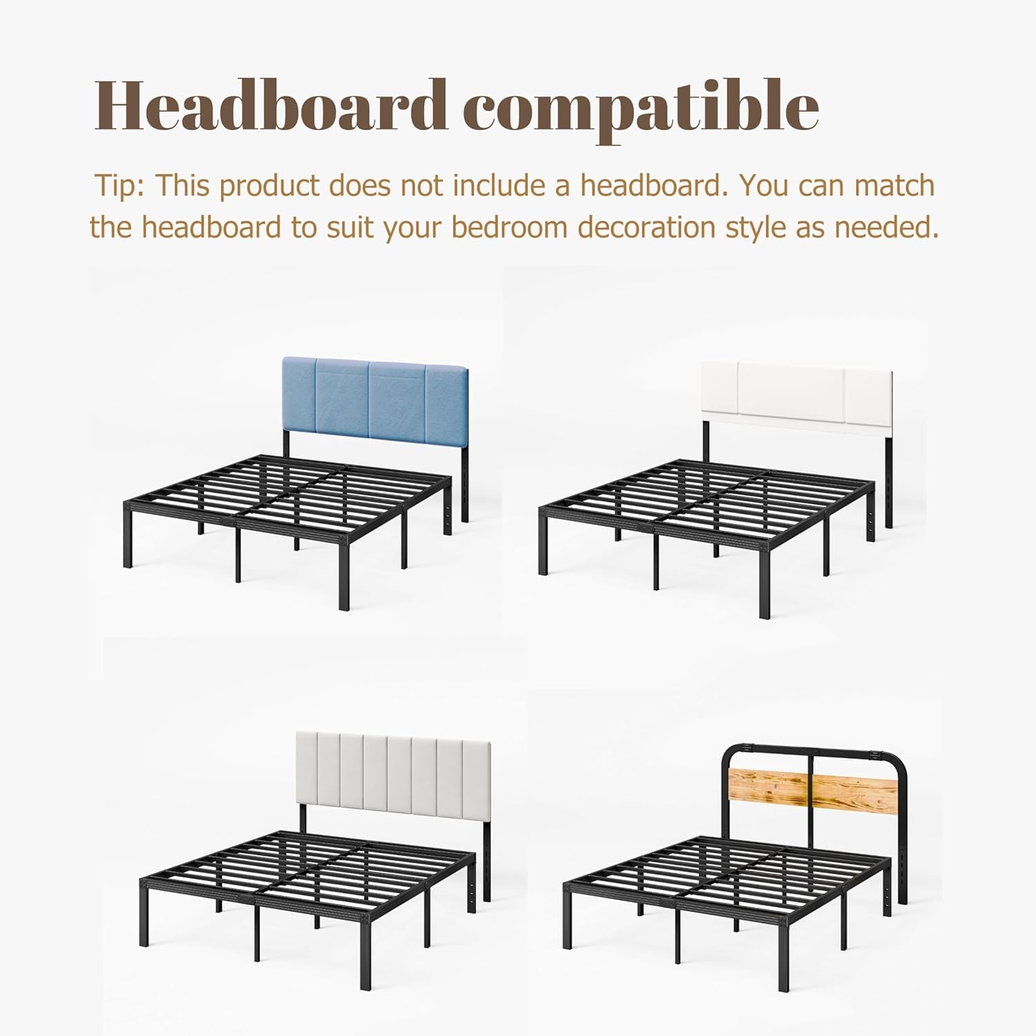 ZIYOO Twin XL Bed Frame - 12 Inch Heavy Duty Platform Bed with 2000lbs Steel Slats | No Box Spring Needed, Non-Slip Design, Easy Assembly & Noise-Free | Ideal for Dorms, Guest Rooms & Small Spaces with Under Bed Storage | Black