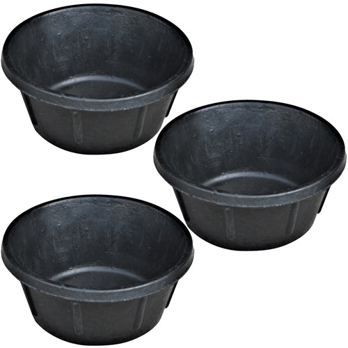 3 Pack of 1/2 Gallon (2 Quart) Rubber Feed Pans - Durable Pet Food Bowls for Dogs, Cats, Livestock - Perfect for Feeding, Watering, and Outdoor Use