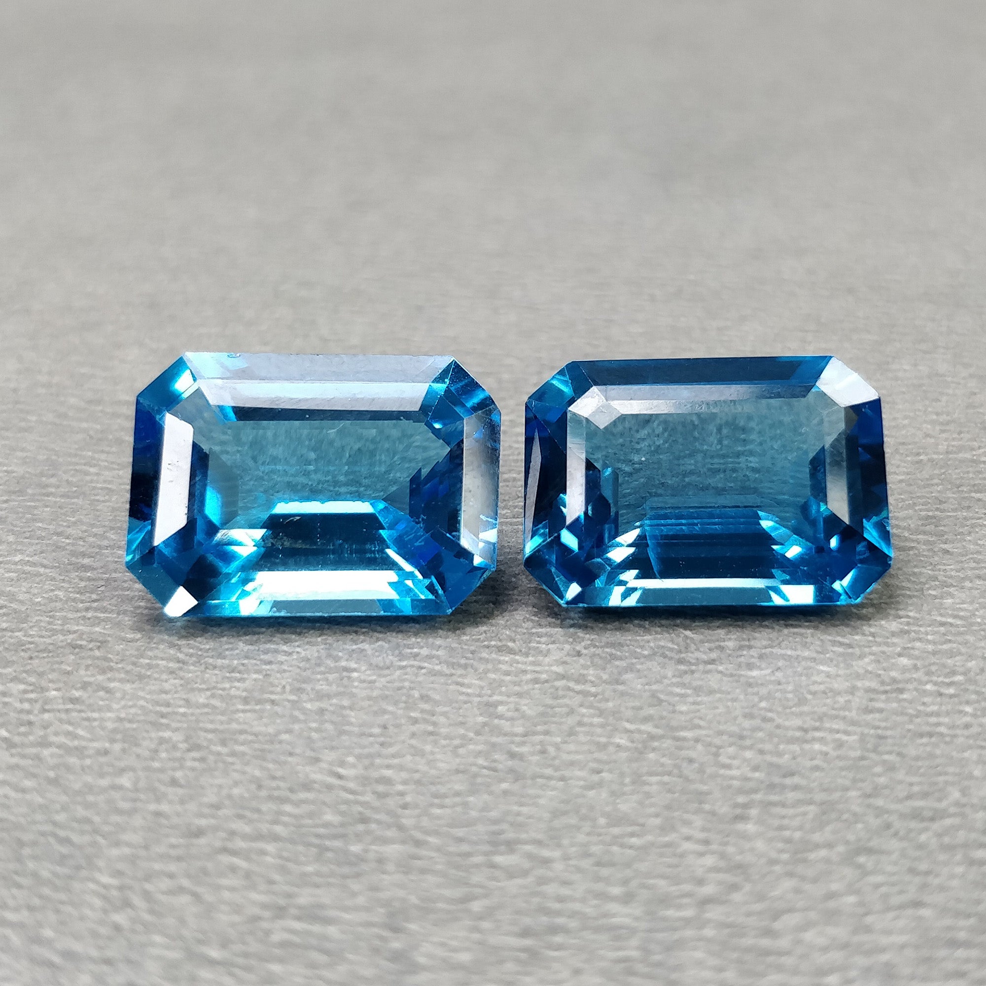 Certified Natural Blue Topaz Gemstone Pair - 24.30cts Unheated Octagon Cut (15.96x11.66mm) for Jewelry Making, Engagement Rings & Luxury Gifts
