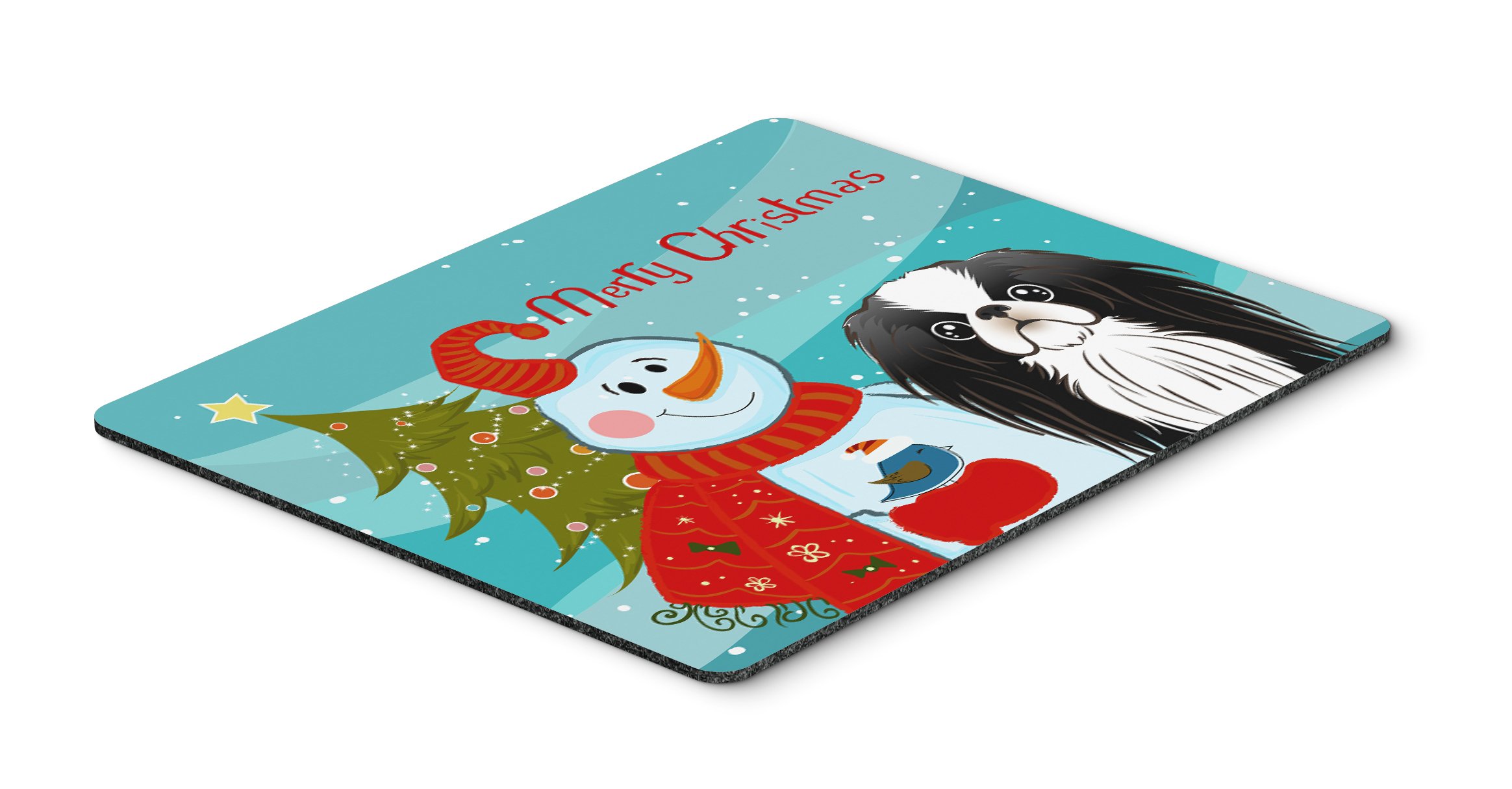 Snowman with Japanese Chin Mouse Pad - Large Washable Non-Slip Desk Mat for Home Office, Gaming & Computer Work | Cute Holiday Decor & Functional Mousepad for Laptop Users