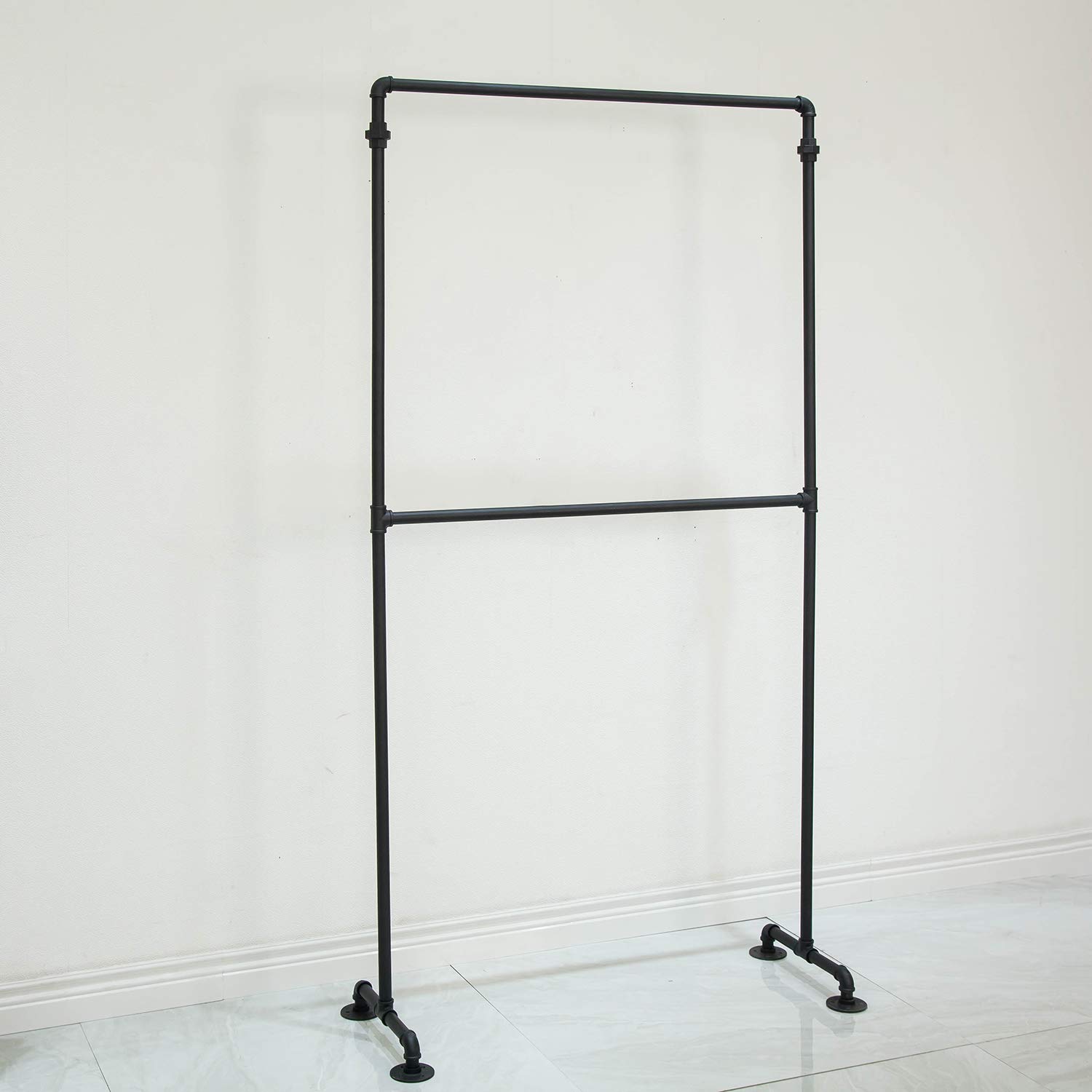 Heavy Duty 2-Tier Industrial Pipe Clothing Rack - 74.8