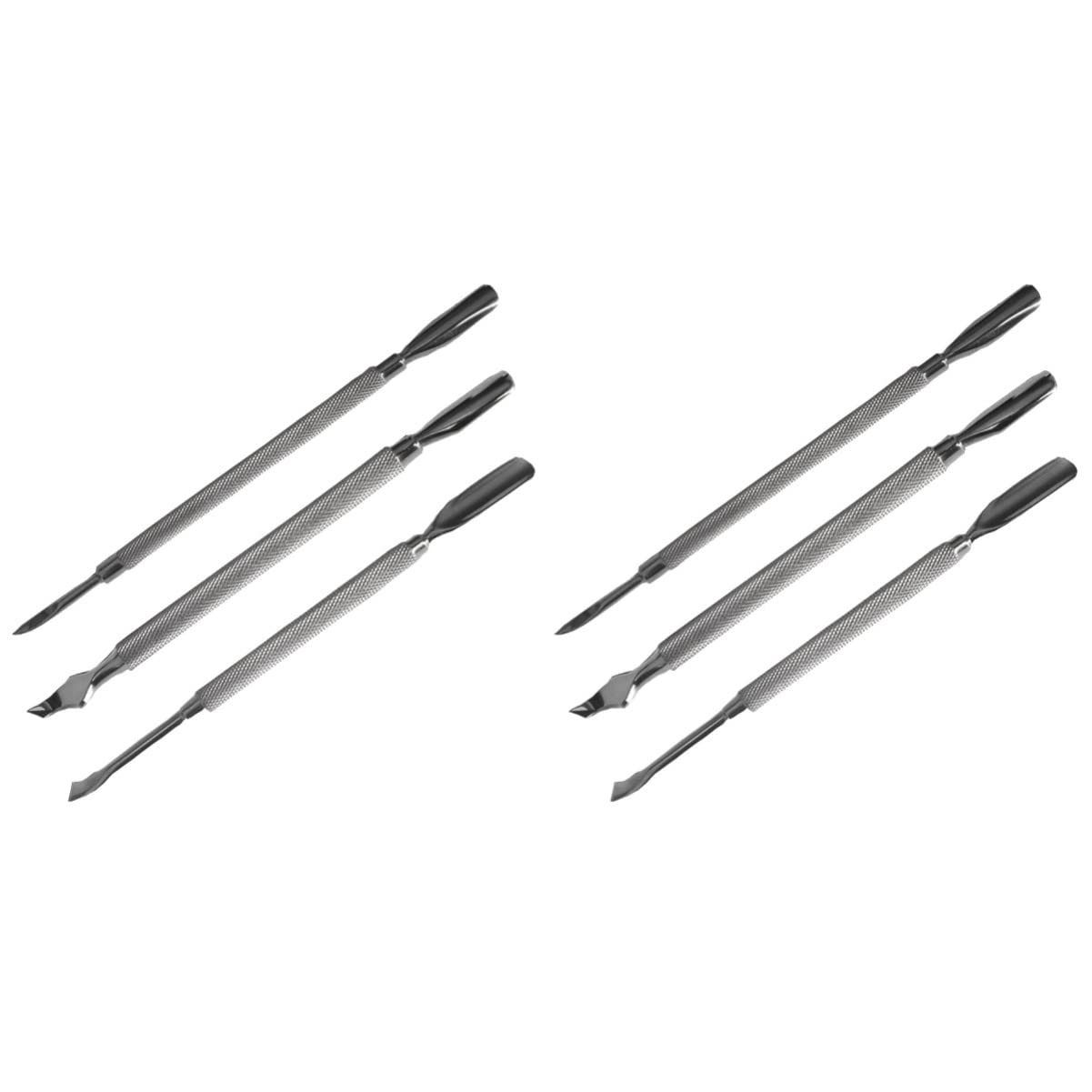 FRCOLOR 6-Piece Stainless Steel Nail Tool Set - Cuticle Pusher & Cleaner for Professional Manicure & Pedicure Care