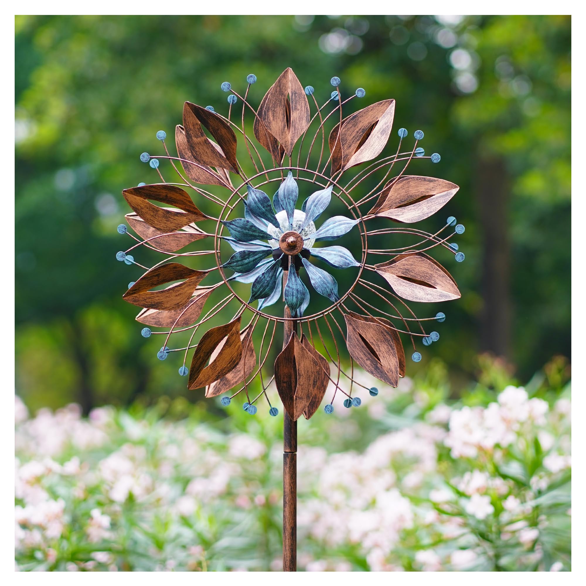 Solar Powered Large Metal Wind Spinner for Yard & Garden - 87
