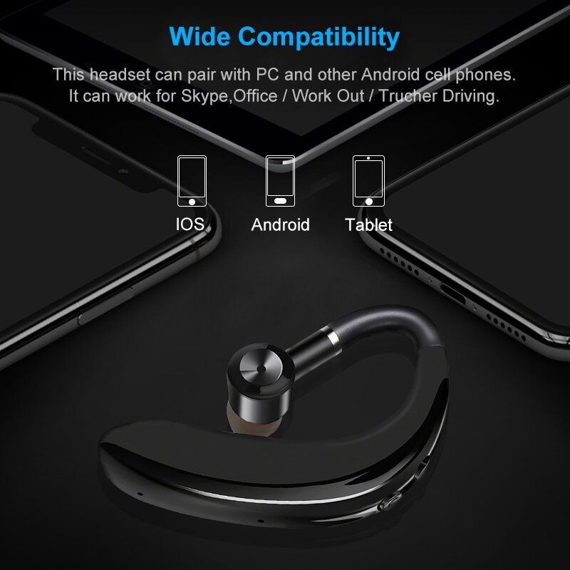 Mpow Wireless Bluetooth 5.0 Trucker Headset with Noise Cancelling - Hands-Free Earpiece for Driving, Trucking & Call Center Use
