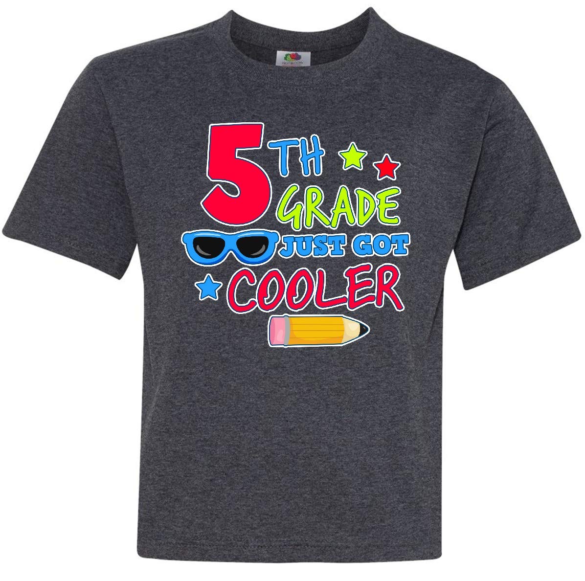5th Grade Just Got Cooler with Pencil & Sunglasses Youth T-Shirt - Fun Back to School & Birthday Gift for Kids | Inktastic Graphic Tee