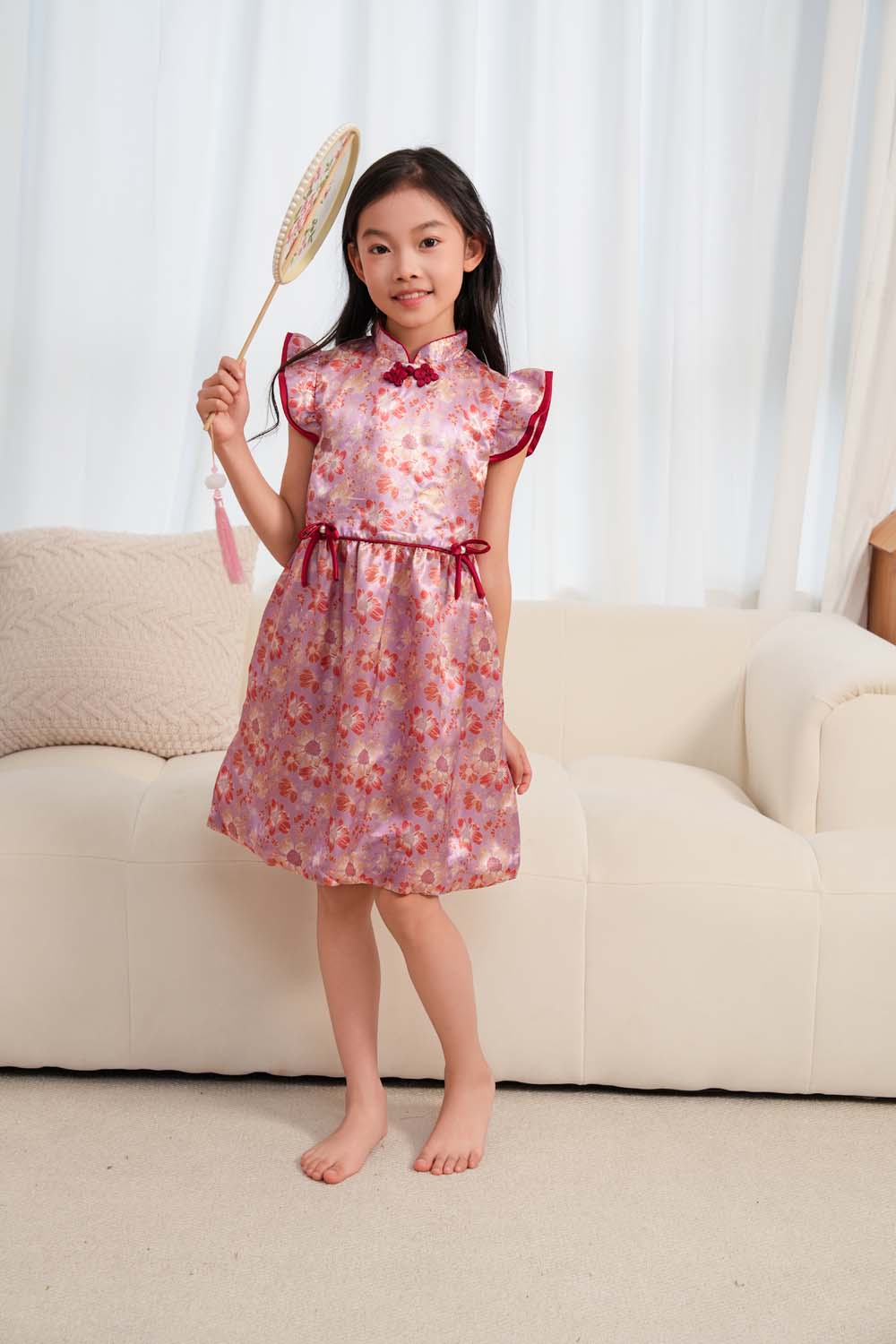 Purple Floral Cheongsam Dress for Baby Girls | Singapore Souvenir Gift | Perfect for Festivals, Parties & Cultural Events
