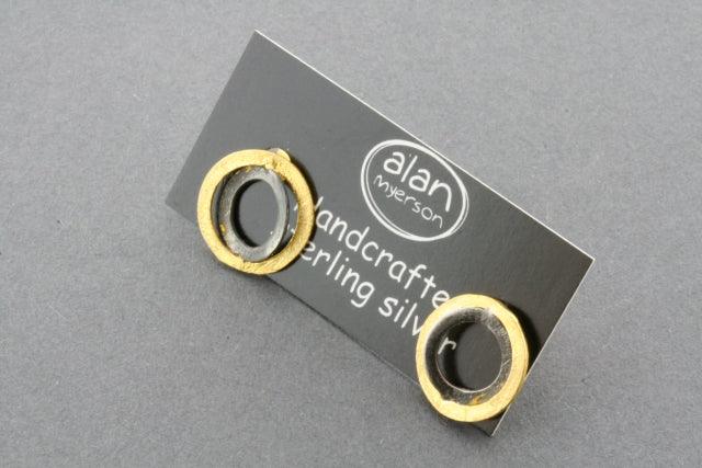 Oxidized & Gold Plated Double Circle Stud Earrings for Women - Trendy Boho Chic Jewelry for Everyday Wear & Special Occasions
