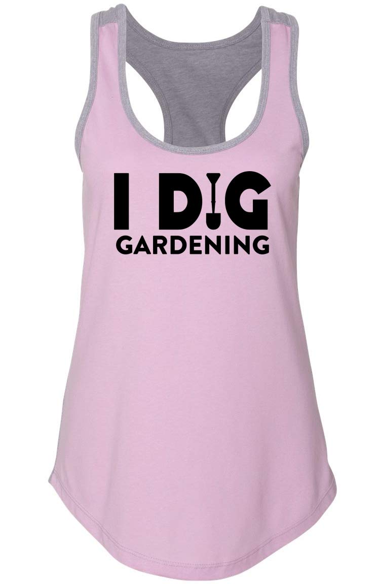 Funny Gardening T-Shirt for Women - 'I Dig Gardening' Humorous Racerback Tank Top - Perfect for Gardeners, Plant Lovers & Outdoor Activities
