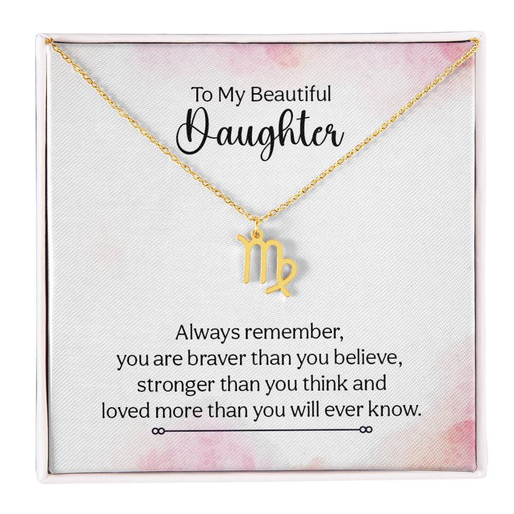 Zodiac Necklace for Daughter - Personalized Mom Gift in Stainless Steel or Gold Finish - Perfect for Birthday, Graduation & Mother-Daughter Bonding