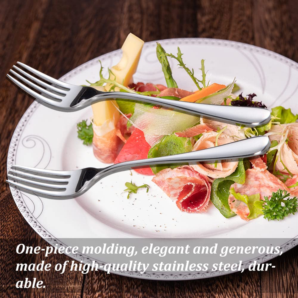 12-Piece Stainless Steel Dessert Forks Set - 5.5 Inch Mirror Finish Salad & Cake Forks for Home, Kitchen, Restaurant, Bar - Perfect for Parties, Events & Wedding Dessert Tables