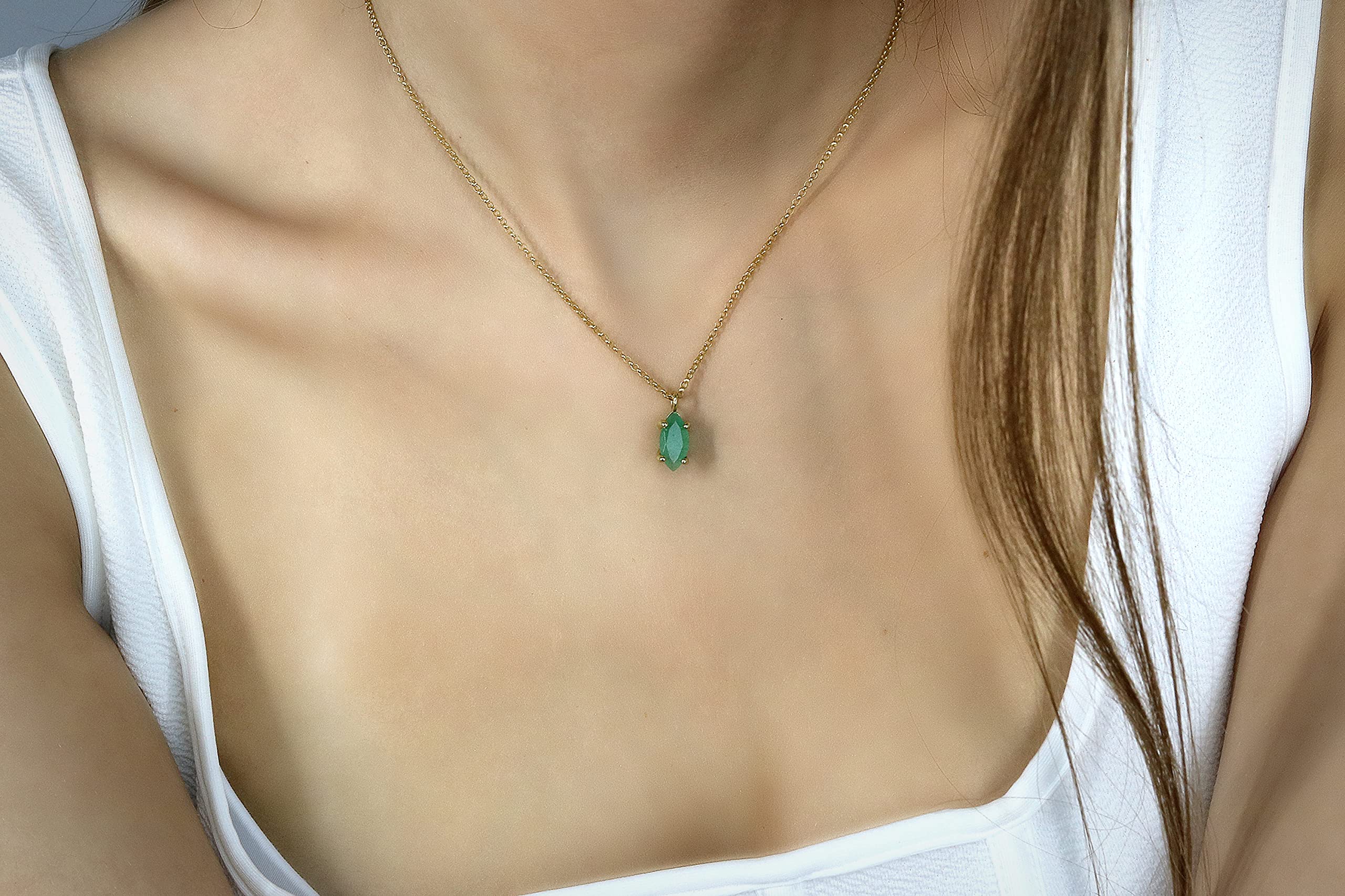 Dainty Aventurine Necklace for Women - Marquise Pendant Jewelry Gift for Special Occasion | Birthday, Anniversary, Wedding