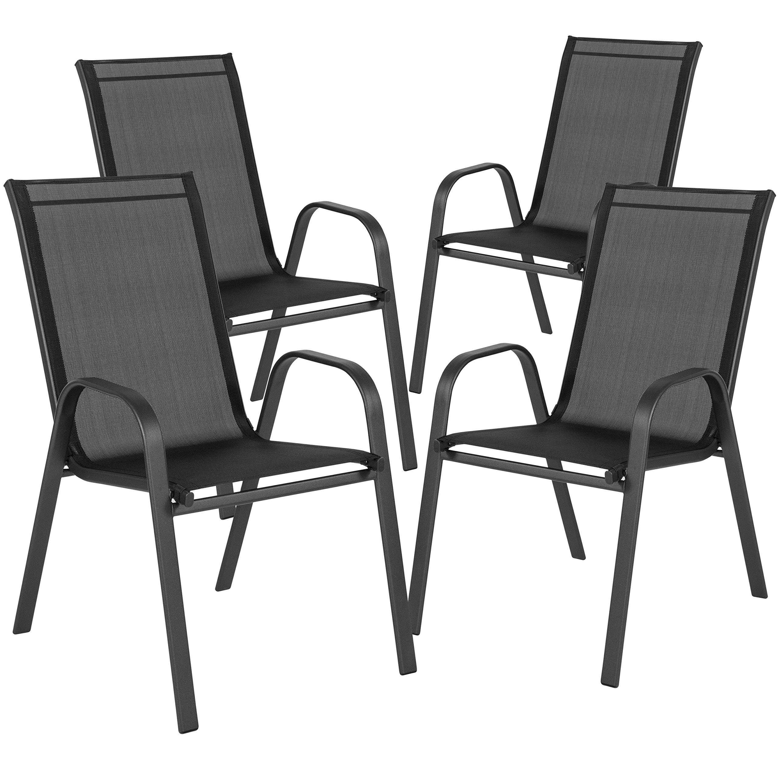 3-Piece Outdoor Patio Dining Set with 2 Black Flex Comfort Stackable Chairs & 23.5
