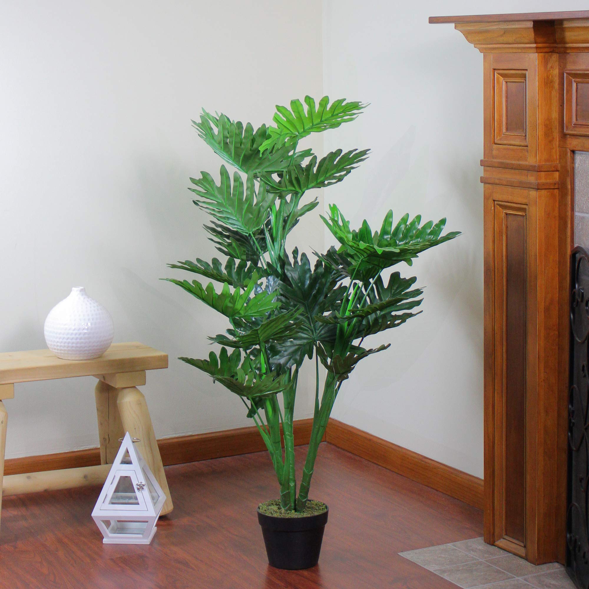 47-Inch Green Potted Philodendron Selloum Artificial Plant - Lifelike Faux Tree for Home Decor, Office, Living Room & Indoor Spaces