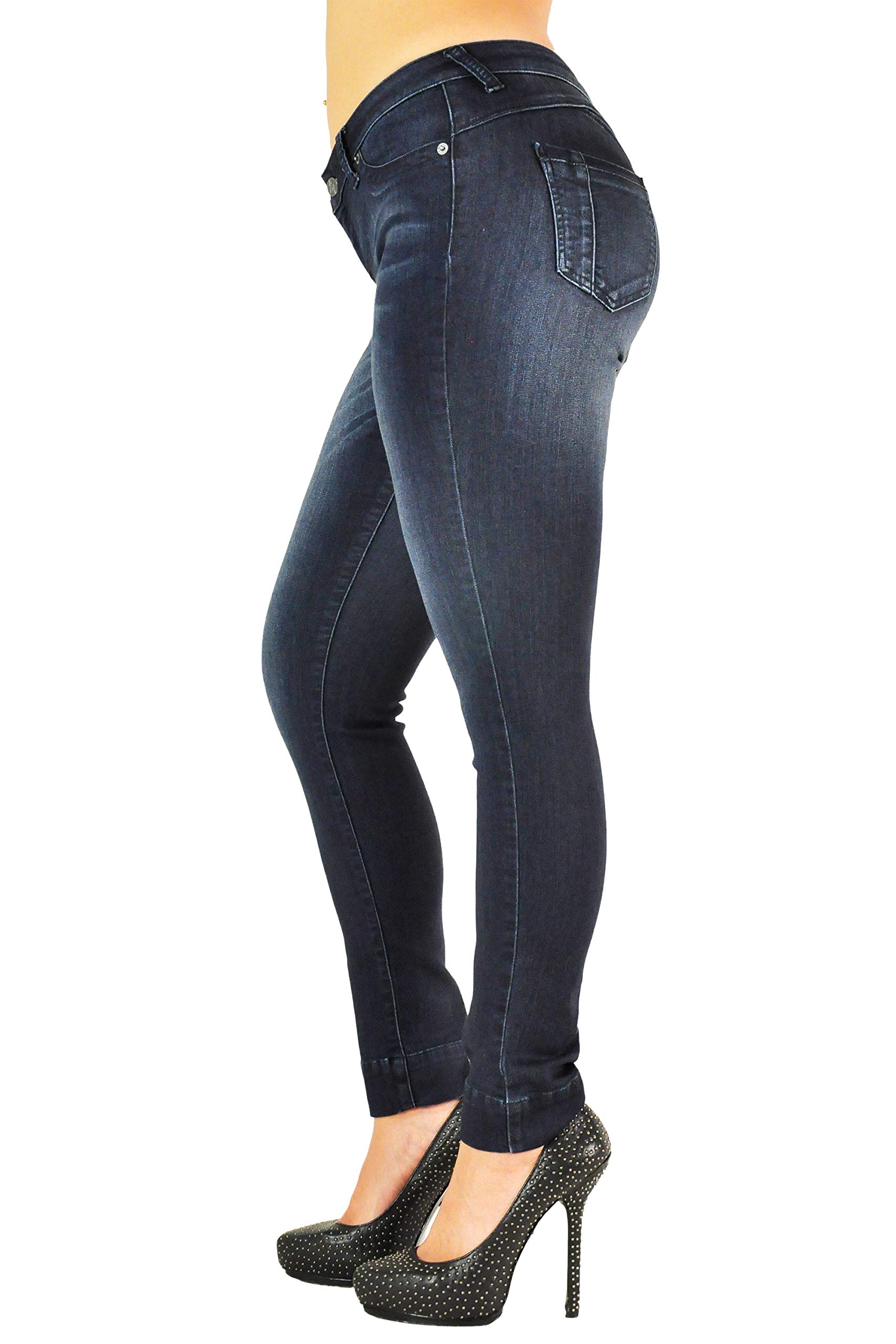Poetic Justice Women's Curvy Fit Stretch Denim Mid Rise Skinny Jeans - Comfortable & Flattering for Everyday Wear, Date Night & Office Outfits