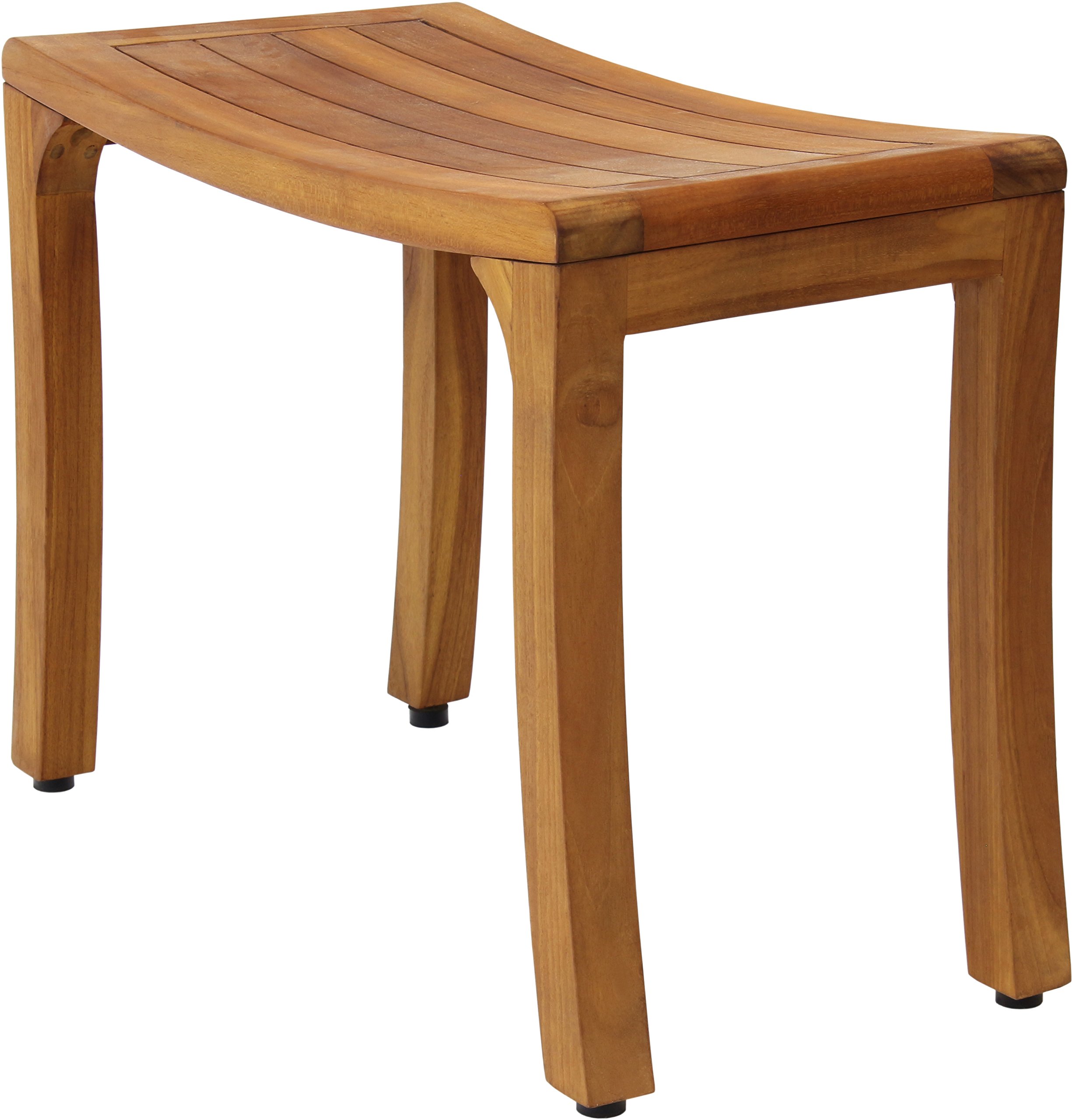 AquaTeak Asia Curve Teak Shower Bench 24 Inch - Premium Brown Teak Wood Bath Seat for Elderly & Disabled - Non-Slip Shower Stool for Bathroom Safety & Comfort - Perfect for Spa, Bathing, and Relaxation