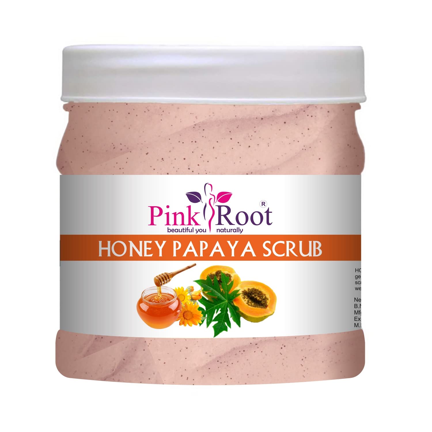 Organic Pink Root Cocoa Butter Cream & Honey Papaya Scrub Set - 500ml Each - Deep Moisturizing & Exfoliating for Dry Skin - Perfect for Body Care & Spa Treatment at Home