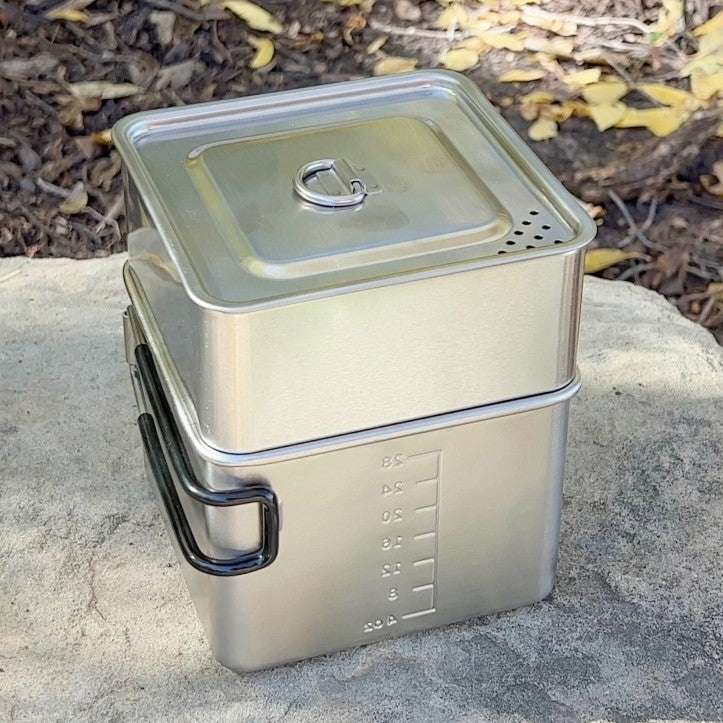 Firebox Box Pot - Portable Camping Cookware for Outdoor Adventures, Backpacking & Emergency Preparedness | Compact & Durable Stainless Steel Cooking Pot for Hiking, Picnics & Survival Kits