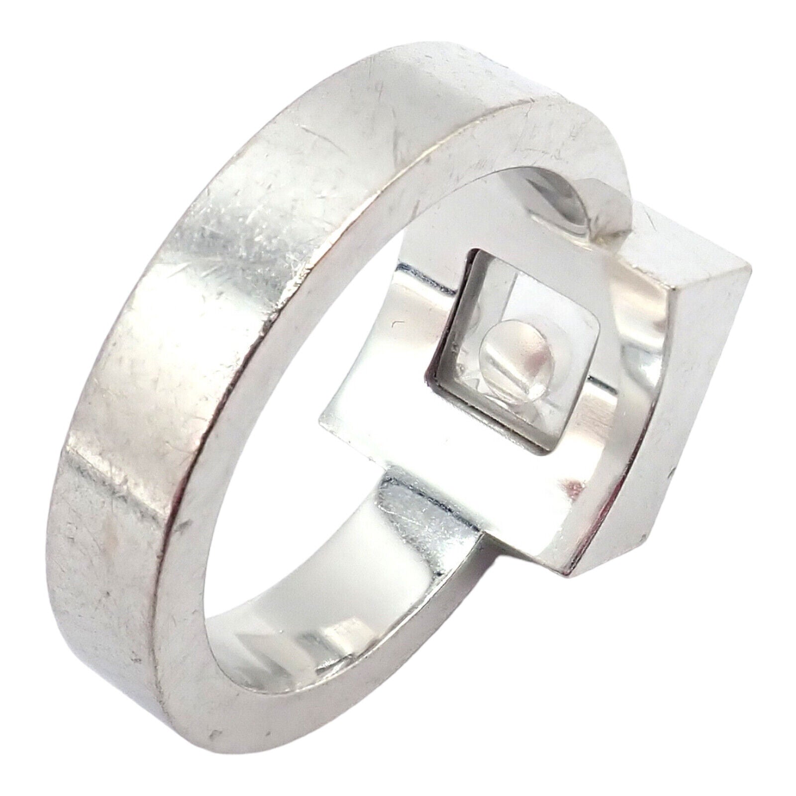 Authentic Chopard 18k White Gold Happy Diamond Ring Size 5.75 - Luxury Jewelry for Weddings, Anniversaries & Special Occasions