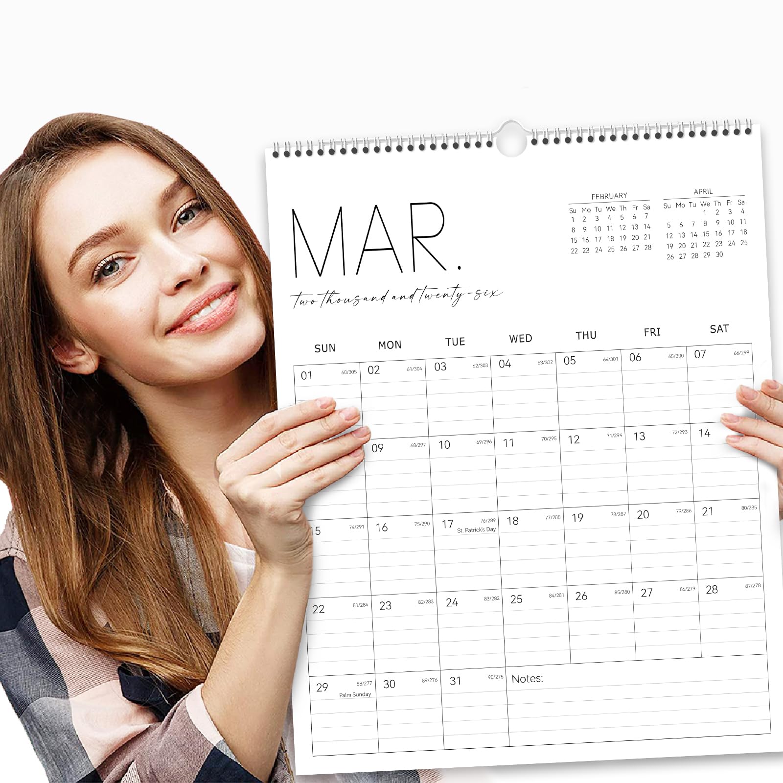 Guasslee 2025-2026 Wall Calendar | 19-Month Spiral Bound Vertical Planner (June 2025 - December 2026) | 14