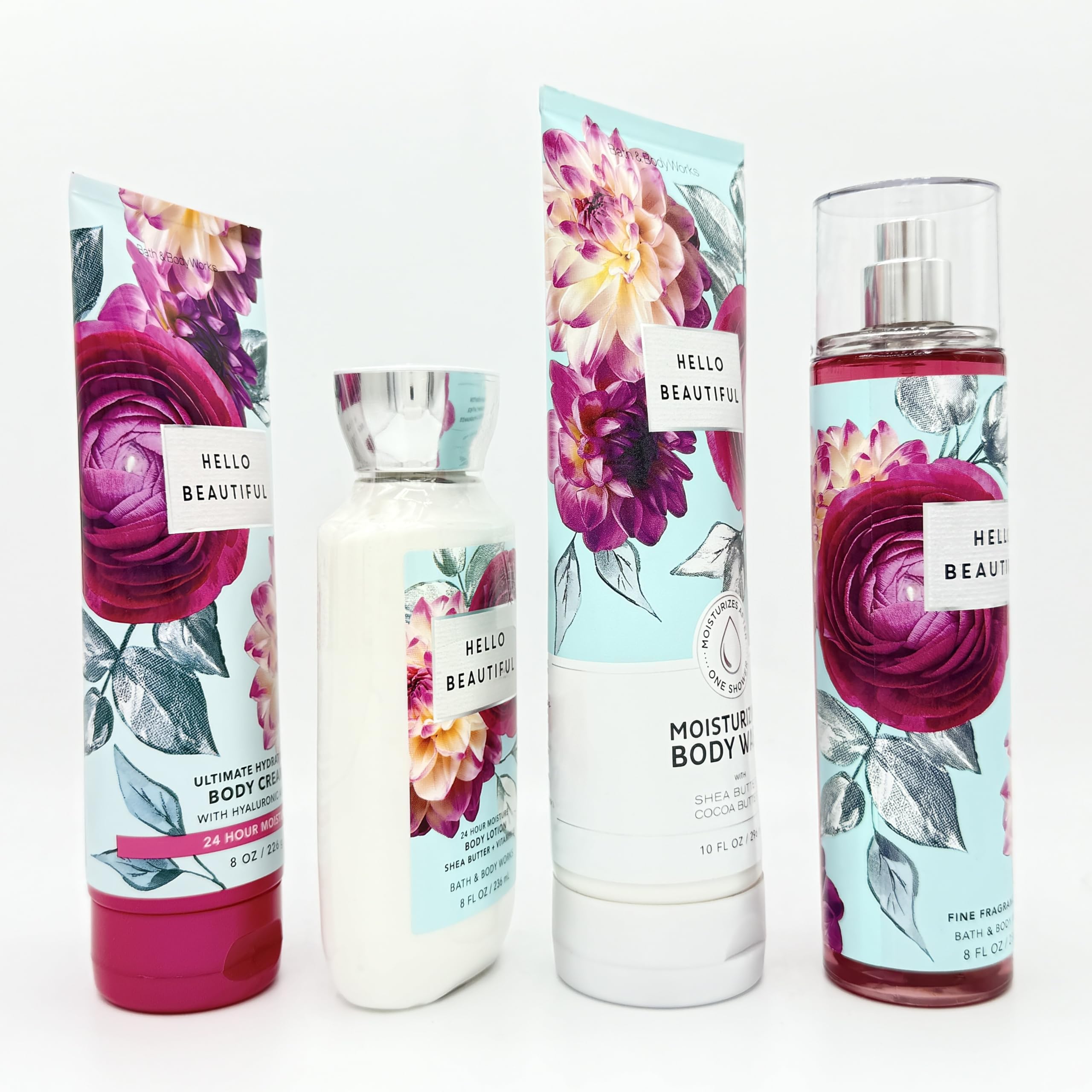 Hello Beautiful 4-Piece Bath & Body Gift Set - Hydrating Body Cream, Nourishing Lotion, Moisturizing Shower Gel & Fragrance Mist | Perfect for Self-Care, Spa Days & Gift Giving