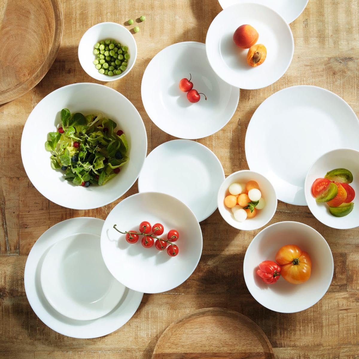 Premium 12-Piece White Opal Glass Dessert Plates Set - 18cm Durable & Elegant for Parties, Weddings, and Fine Dining
