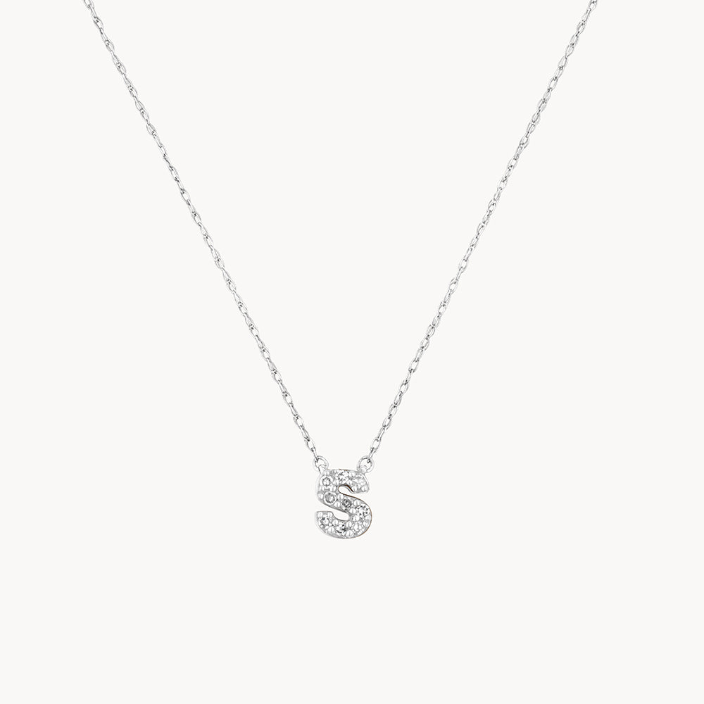 Diamond Letter S Necklace - Sterling Silver Initial Pendant for Women - Perfect for Gifts, Birthdays, Anniversaries & Everyday Elegance
