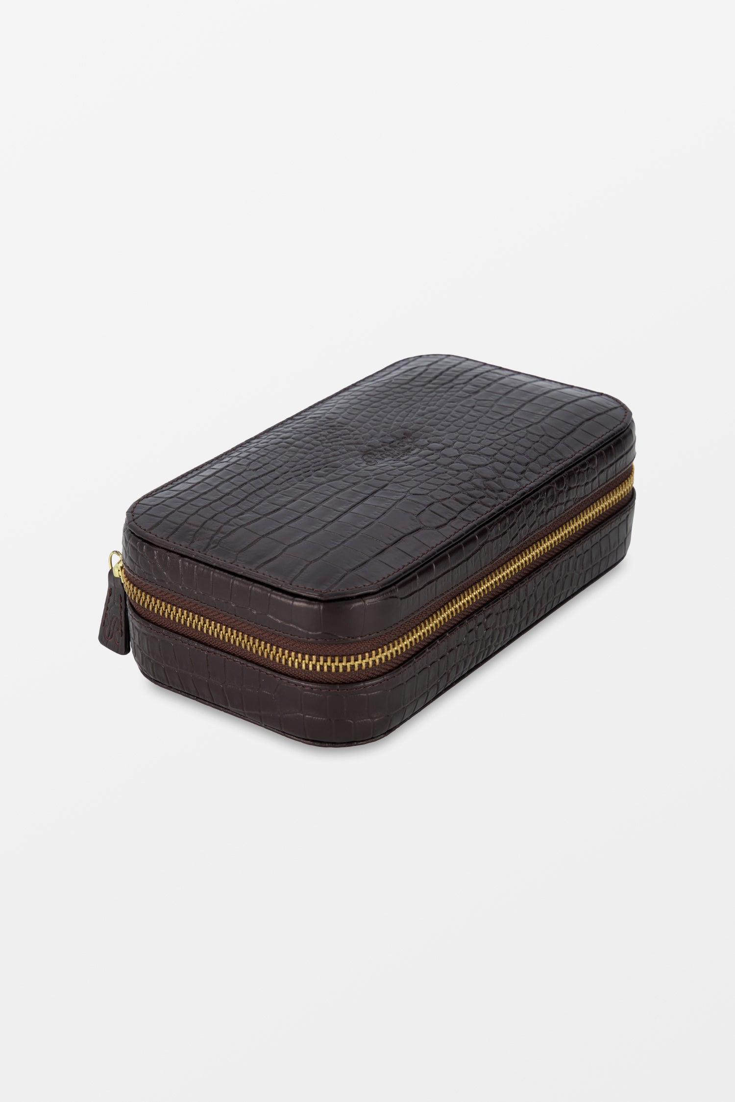 Premium Brown Crocodile Leather Cigar Case for Brompton - Holds 3 Cigars - Perfect for Travel, Gifts & Outdoor Smoking