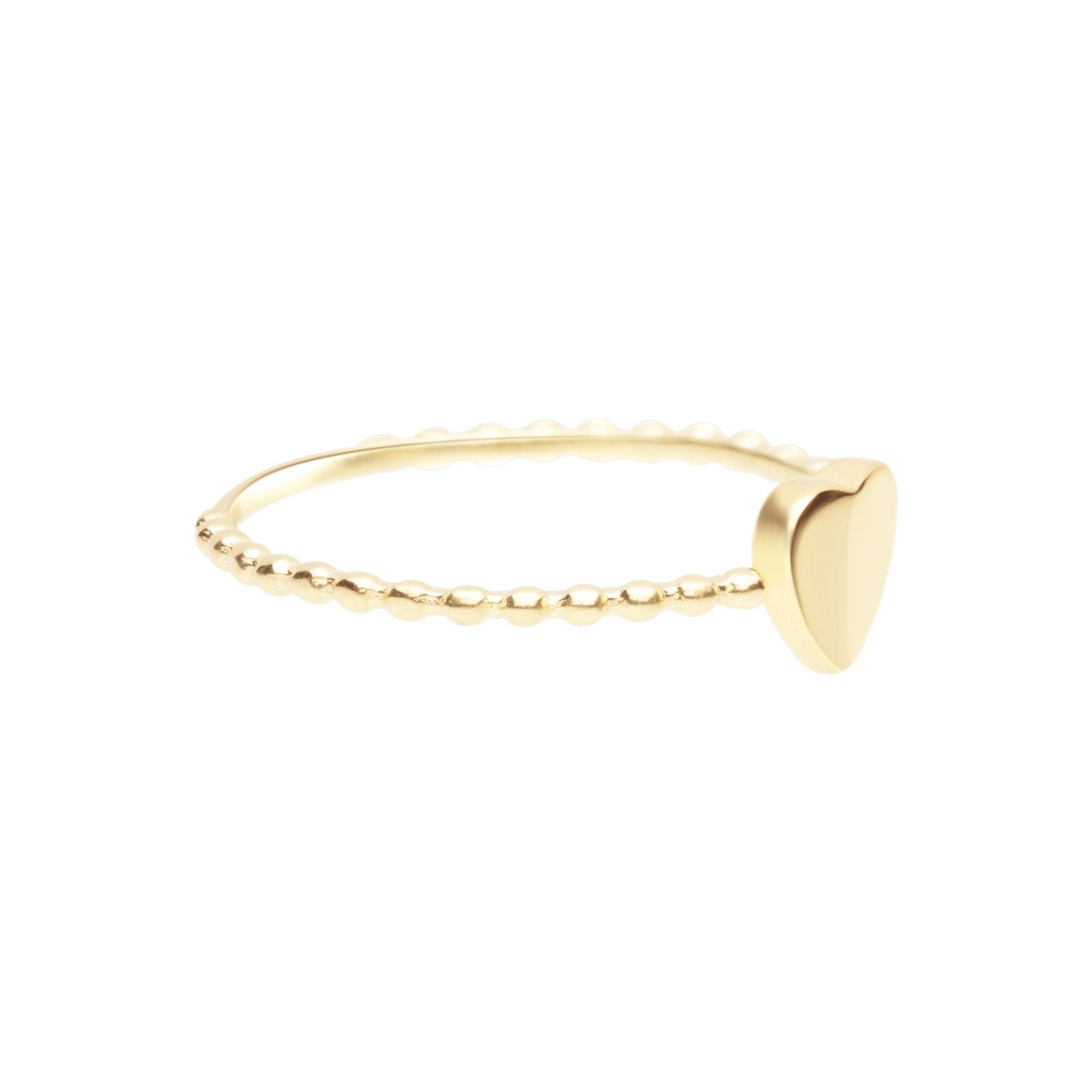 14k Yellow Gold Heart Beaded Cocktail Ring - Elegant Dainty Jewelry for Women, Perfect for Date Night, Parties & Special Occasions