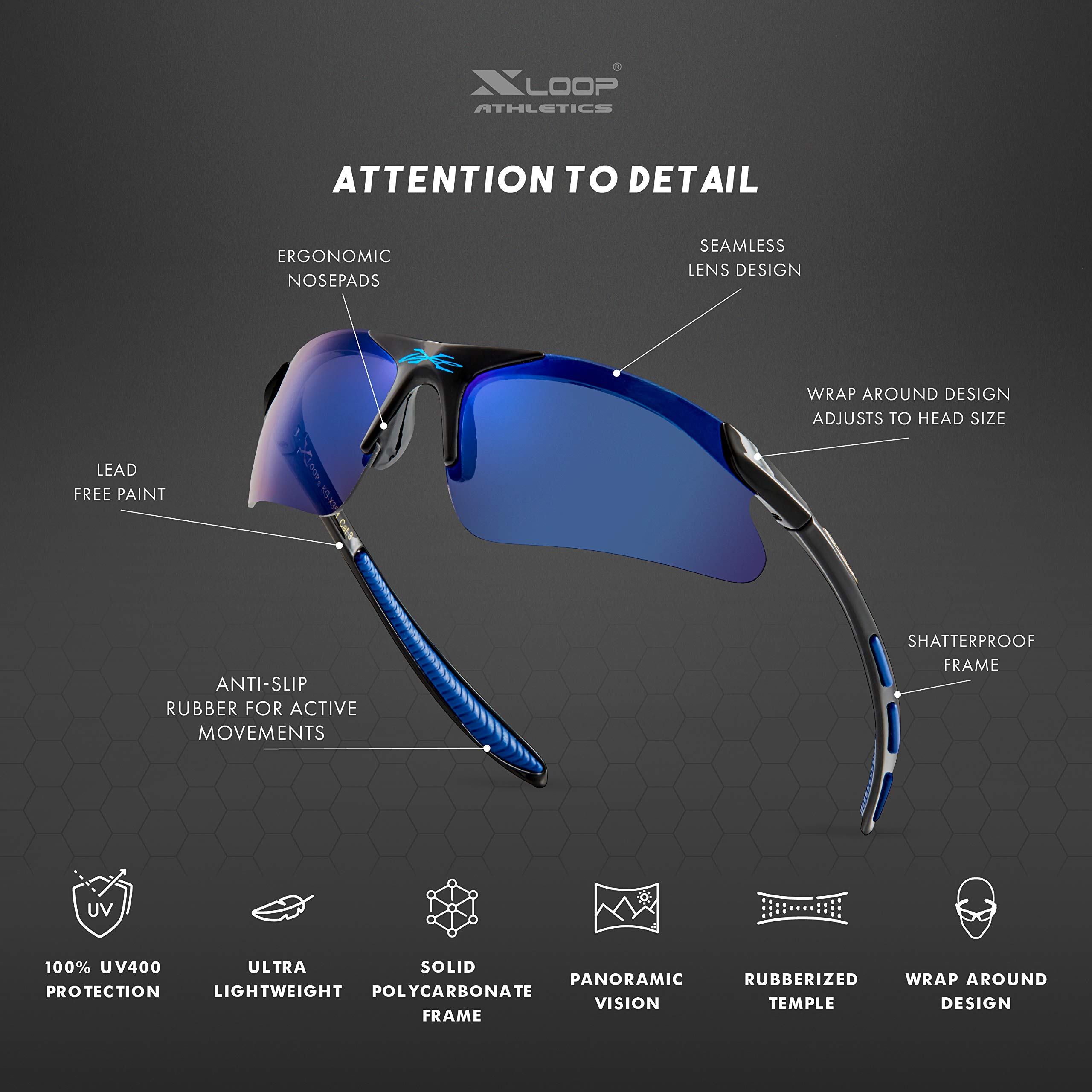 X LOOP Kids Sports Sunglasses for Boys & Girls Age 3-10 - UV400 Protection Baseball Cycling Softball Glasses - Perfect for Outdoor Play, Beach & Summer Activities