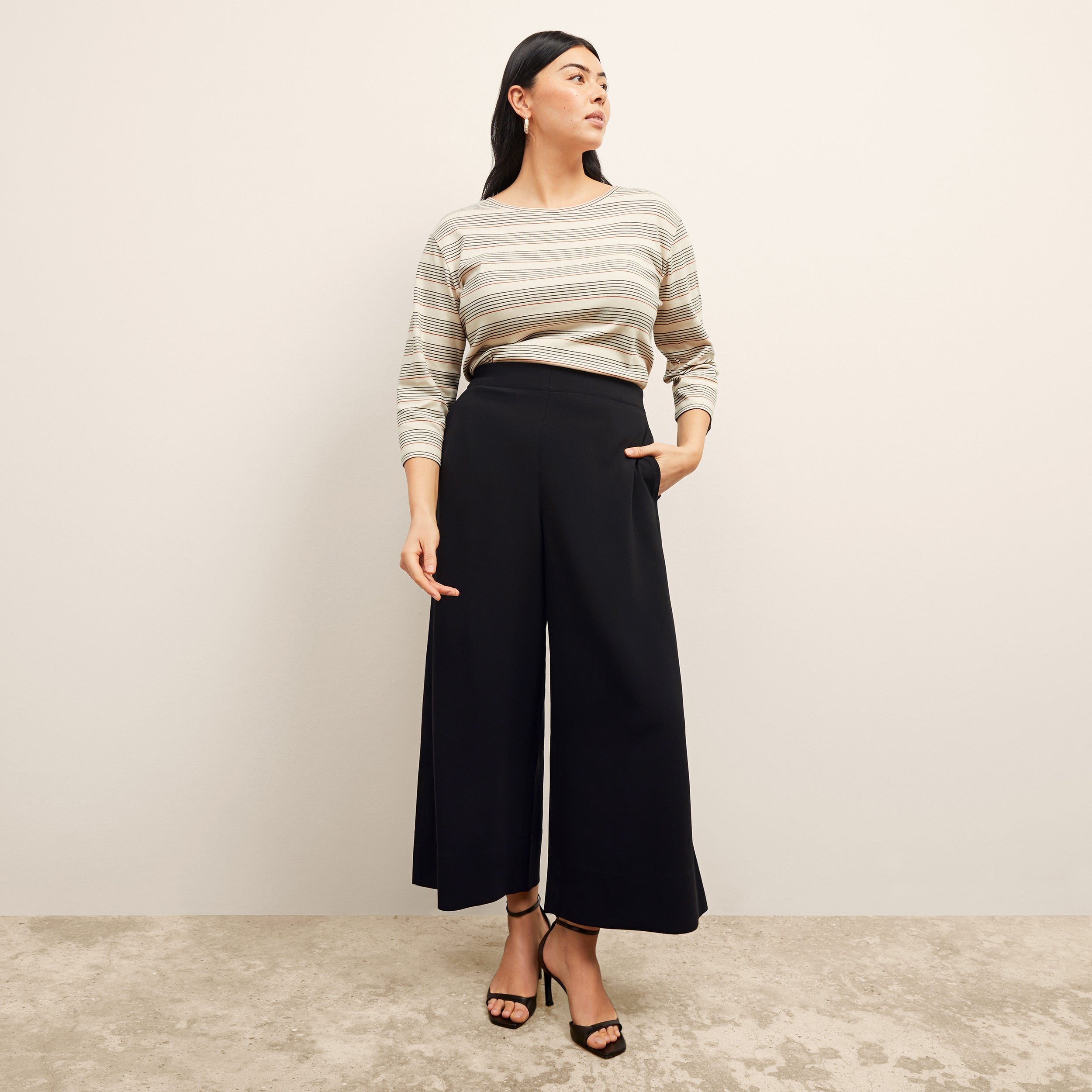 Elena Travel Culotte Pants - Everyday Crepe Fabric in Black | Comfortable Stretch Women's Trousers for Work, Travel & Casual Wear